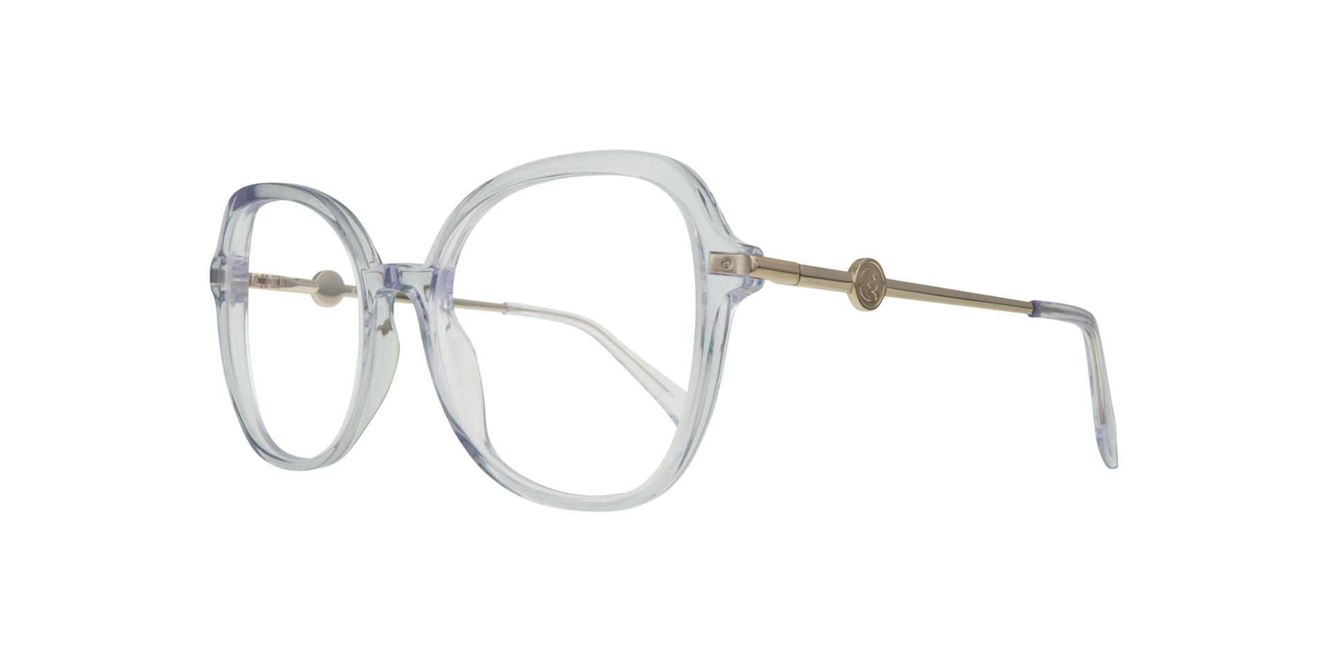 Katalina Crystal Clear AcetateSunglass Frames for Glasses Direct, Angle View