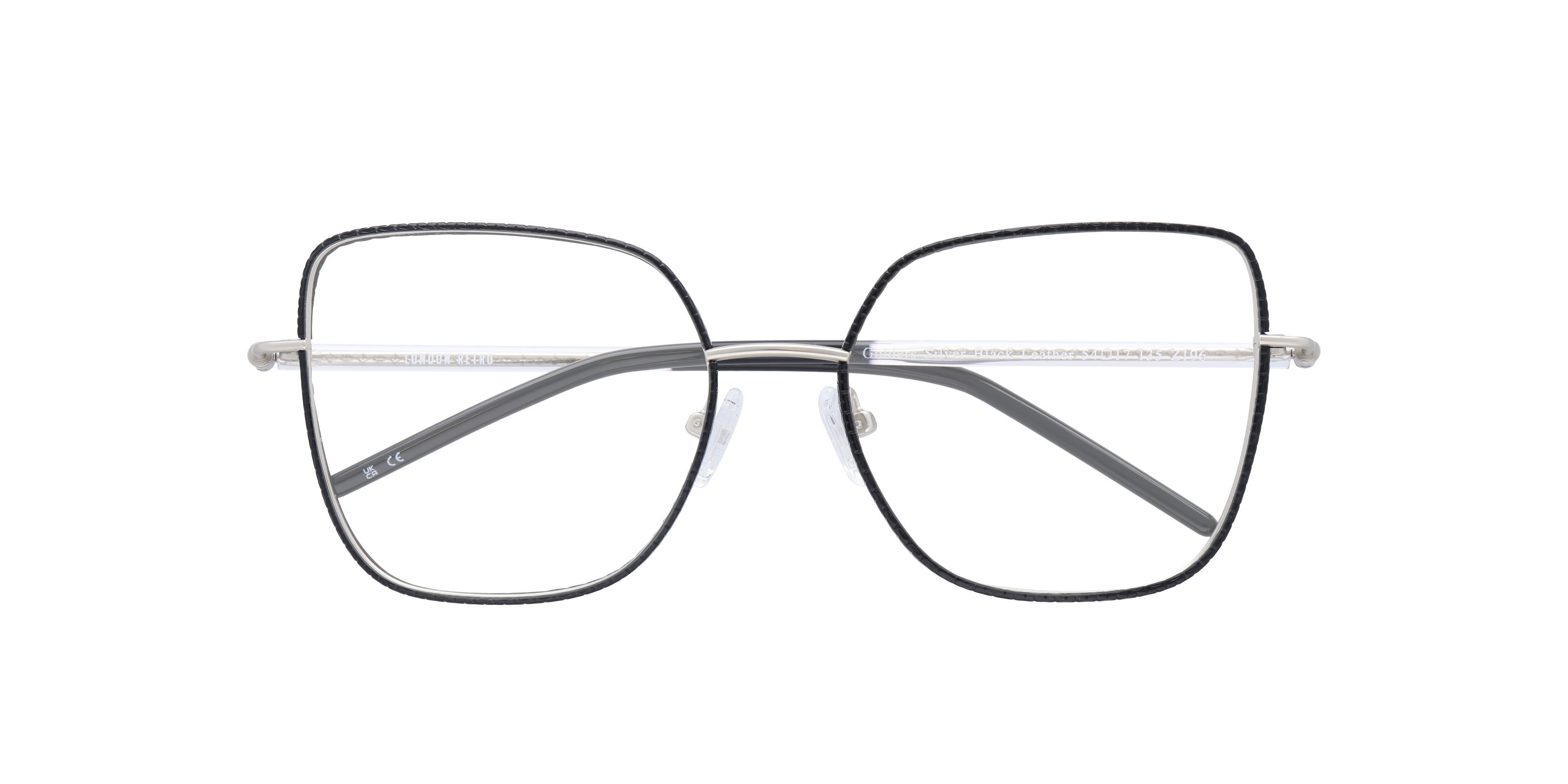 Golders Silver Black Leather MetalEyeglass Frames for Glasses Direct, Closed View