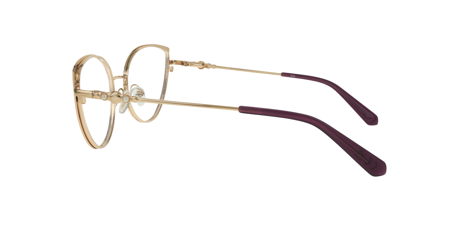Kamila Shiny Gold & Purple MetalEyeglass Frames for Glasses Direct, Side View