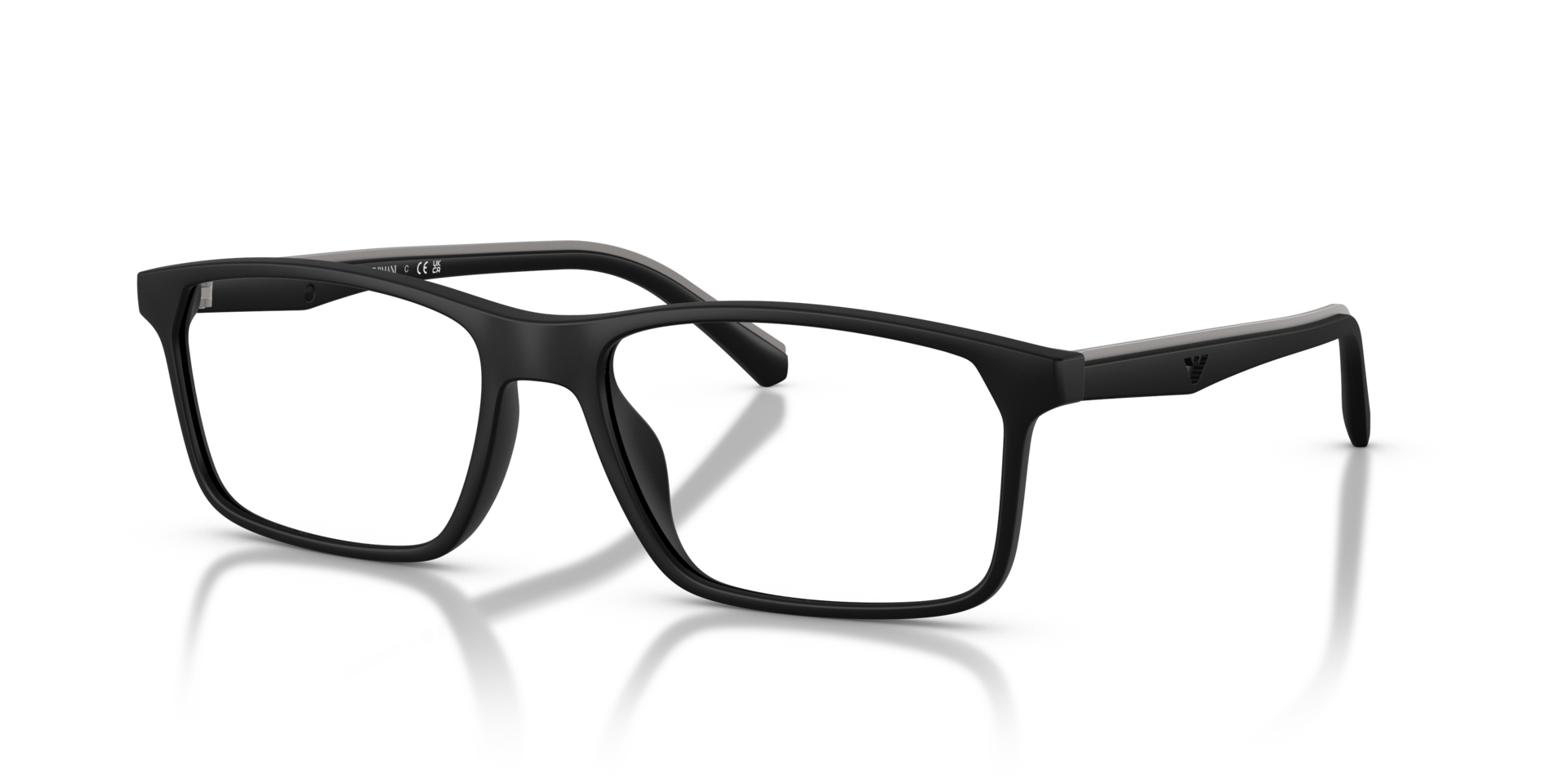 EA3266U Matte Black PlasticEyeglass Frames for Glasses Direct, Angle View