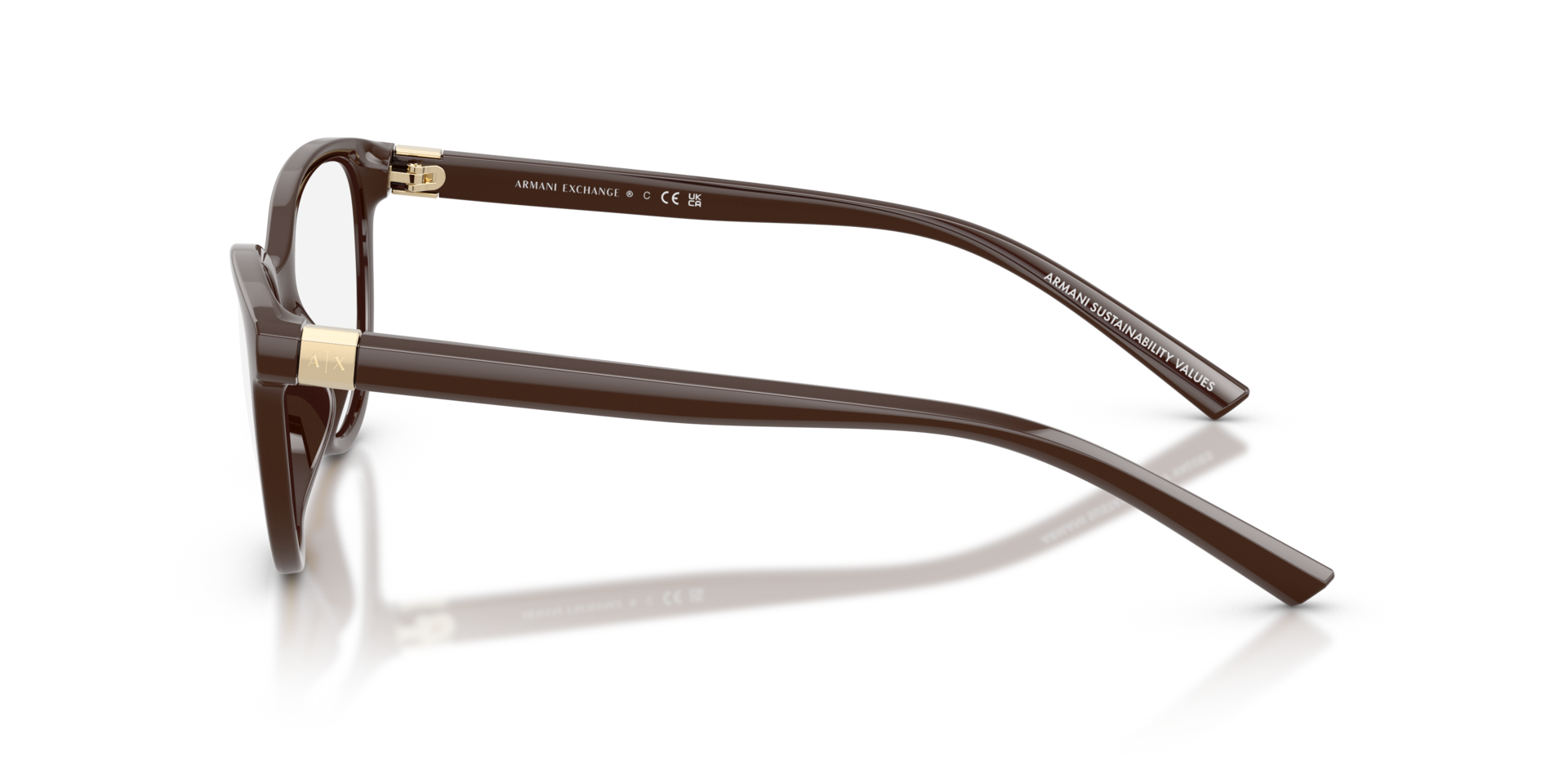 AX3138U Shiny Dark Brown PlasticEyeglass Frames for Glasses Direct, Side View