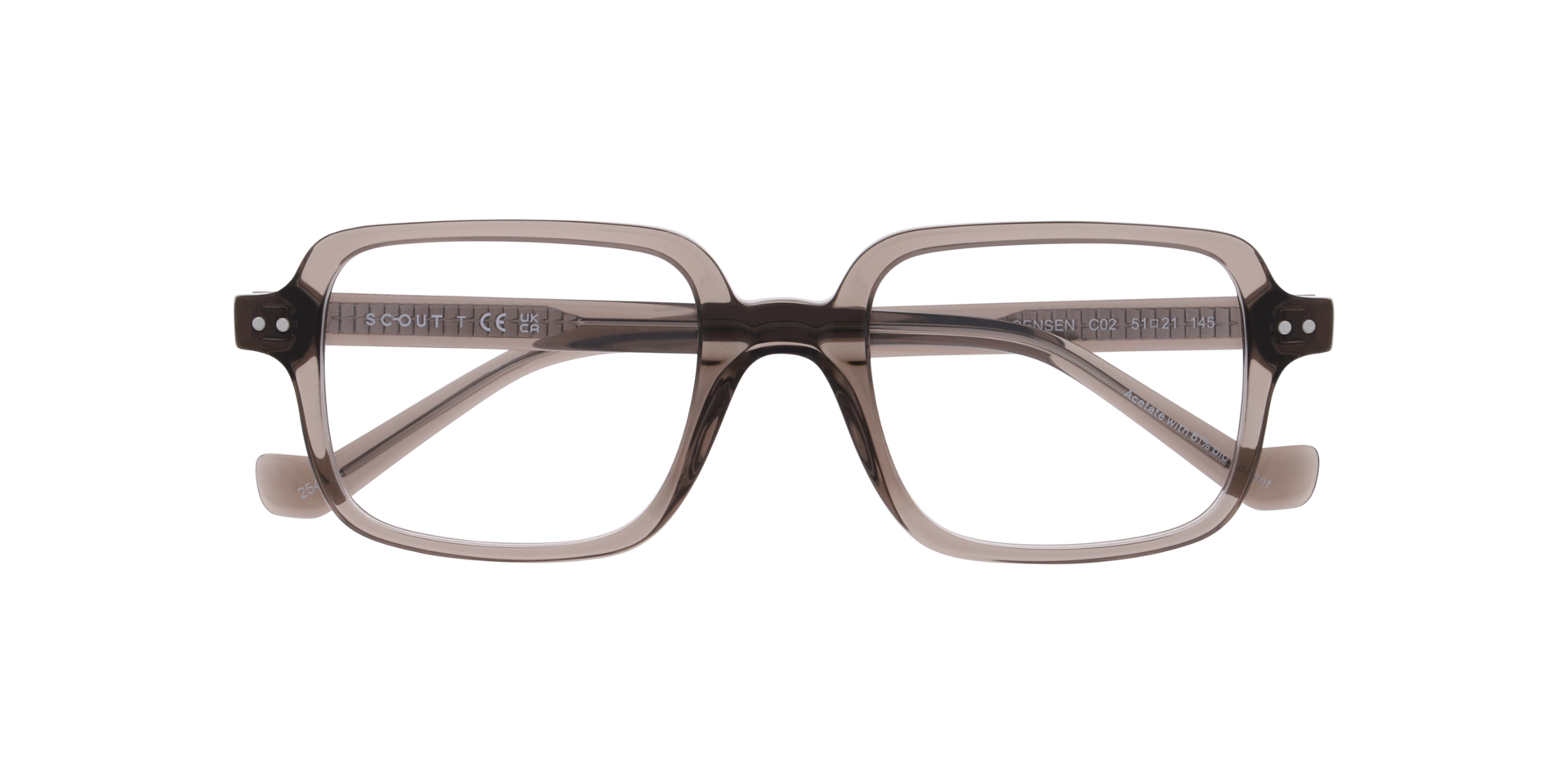 Mogensen Transparent Grey AcetateEyeglass Frames for Glasses Direct, Closed View