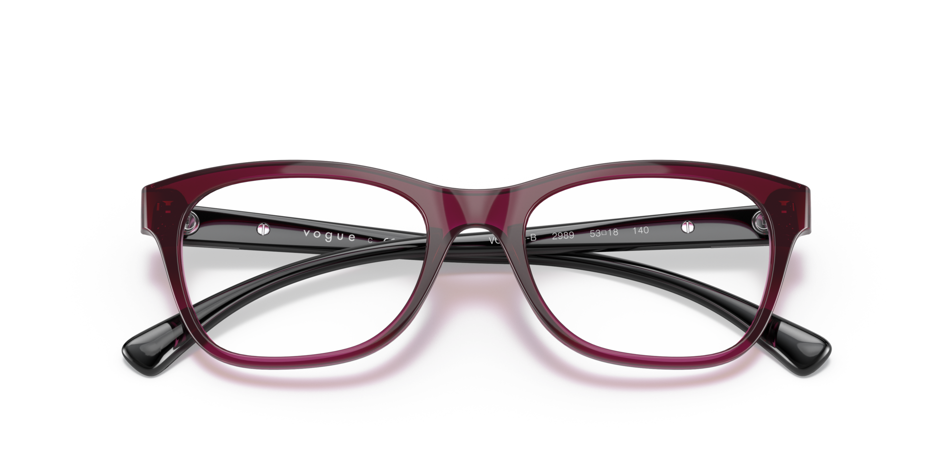 VO5424B Transparent Dark Cherry PlasticEyeglass Frames for Glasses Direct, Closed View
