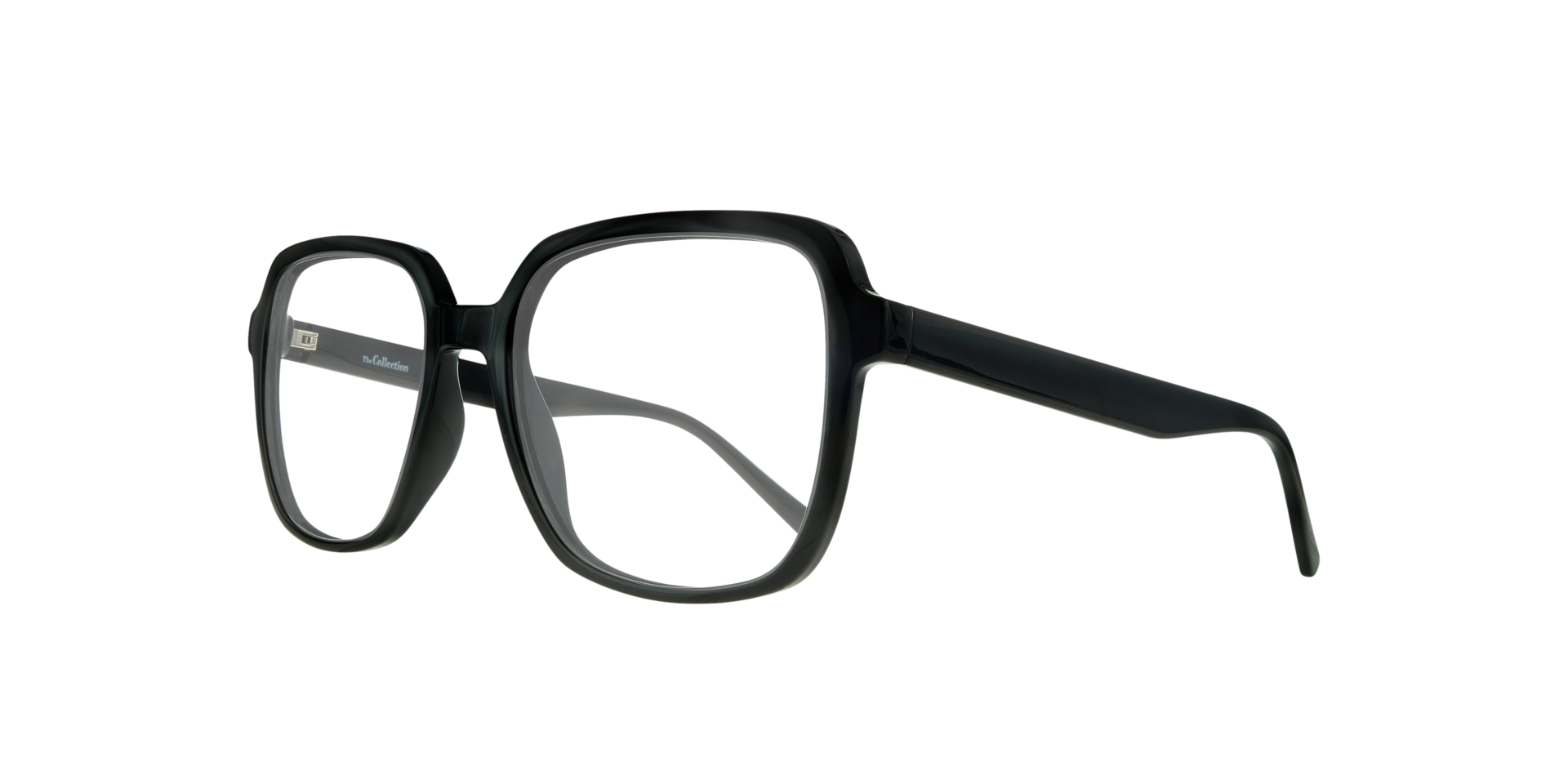 Leigh Shiny Black PlasticEyeglass Frames for Glasses Direct, Angle View