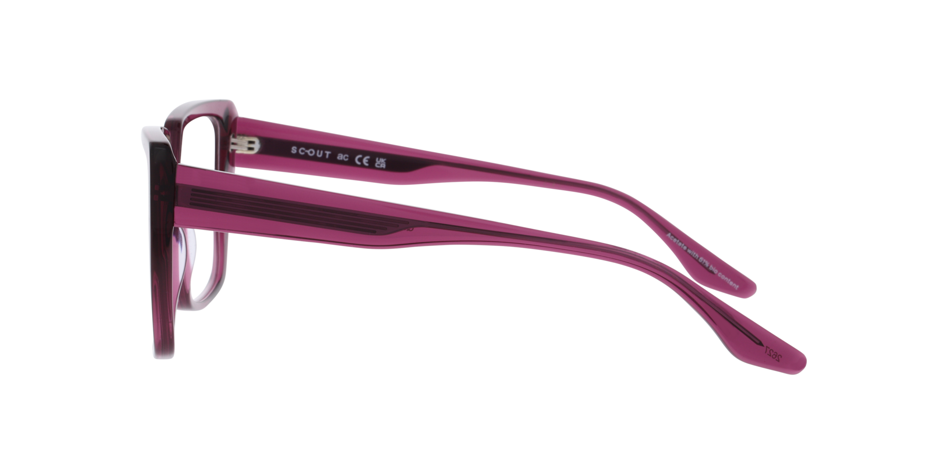 Michèle Transparent Purple AcetateEyeglass Frames for Glasses Direct, Side View