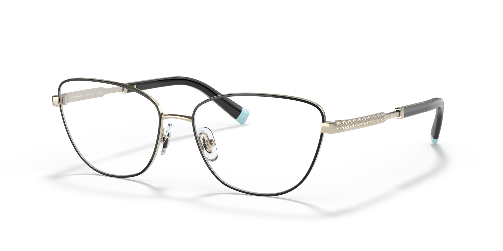 TF1142 Black On Pale Gold MetalEyeglass Frames for Glasses Direct, Angle View