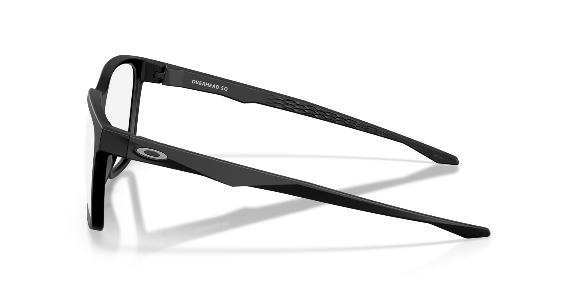 Overhead SQ Satin Black PlasticEyeglass Frames for Glasses Direct, Side View