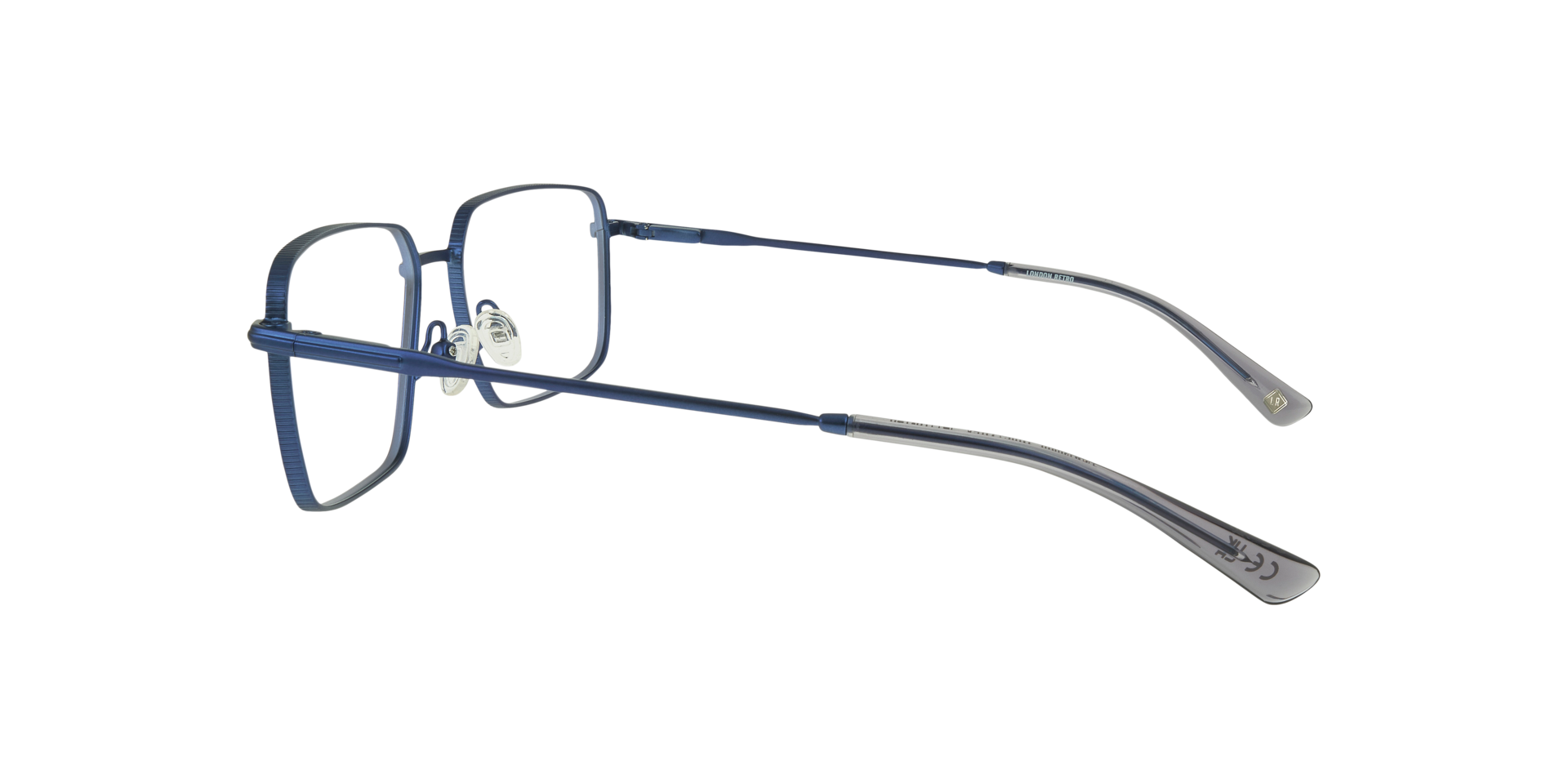 Lewisham Blue & Grey MetalEyeglass Frames for Glasses Direct, Side View