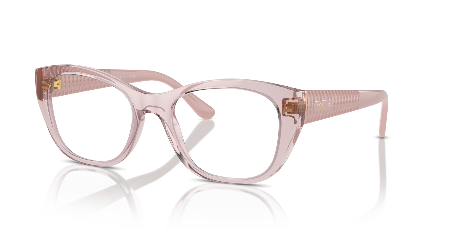 VO5569 Transparent Pink PlasticEyeglass Frames for Glasses Direct, Angle View
