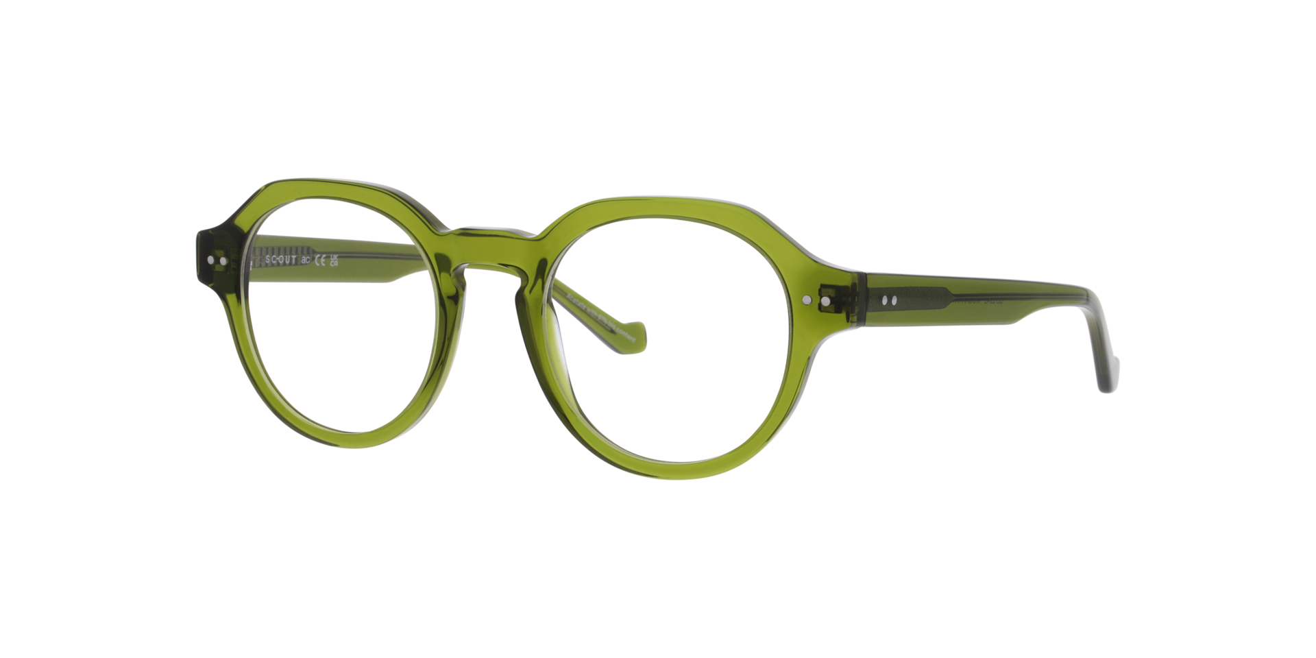 Mccarthy Transparent Dark Green AcetateEyeglass Frames for Glasses Direct, Angle View
