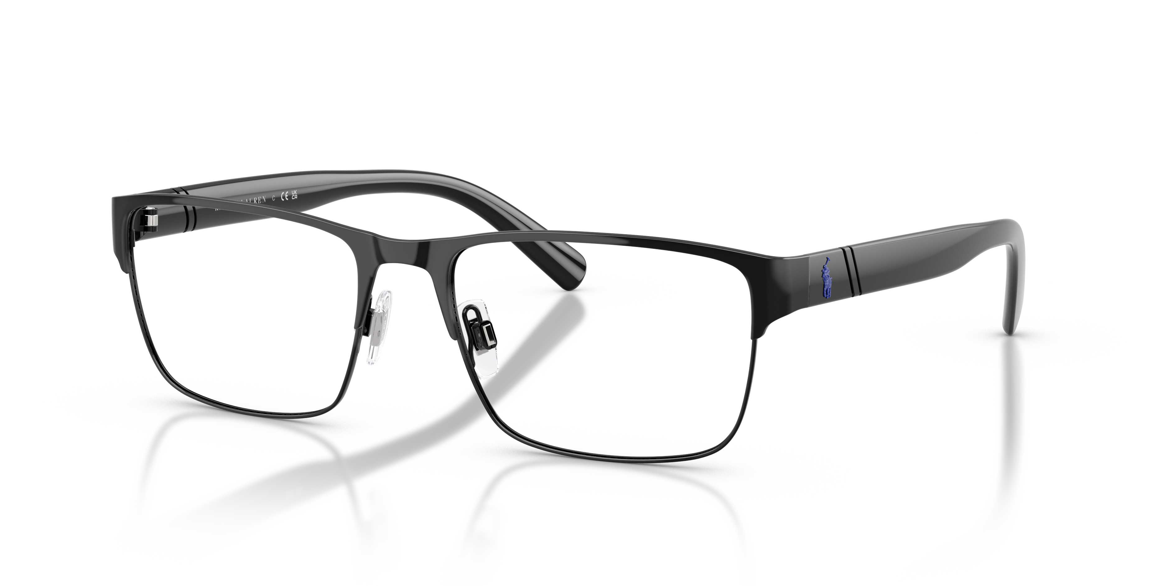PH1175 Shiny Black MetalEyeglass Frames for Glasses Direct, Angle View