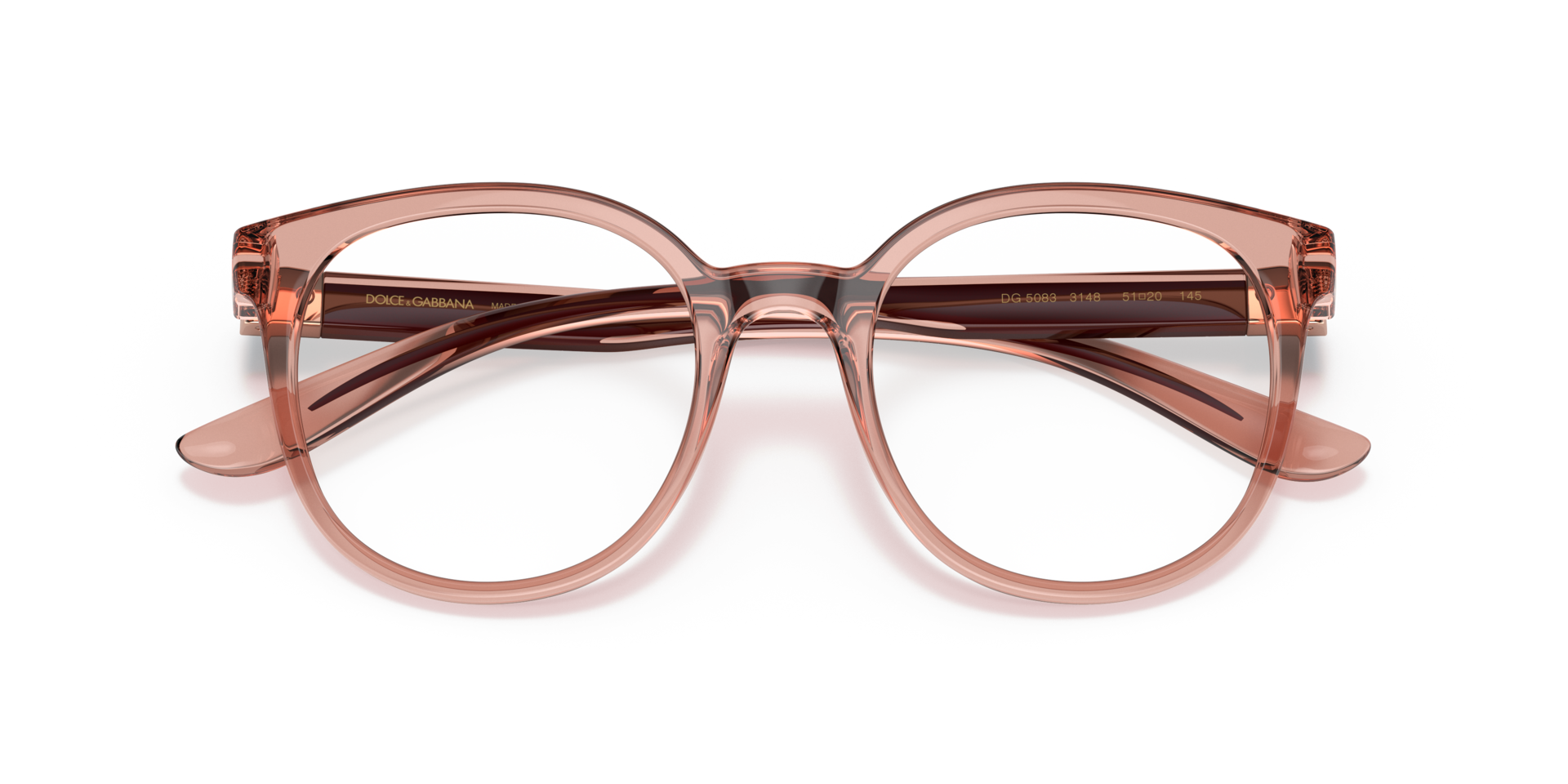 DG5083 Transparent Pink PlasticEyeglass Frames for Glasses Direct, Closed View