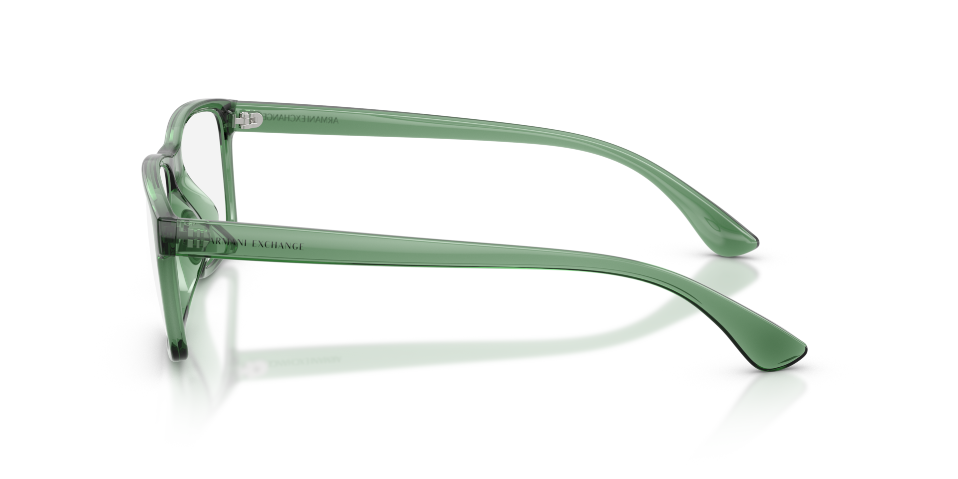 AX3083U Shiny Transparent Green PlasticEyeglass Frames for Glasses Direct, Side View