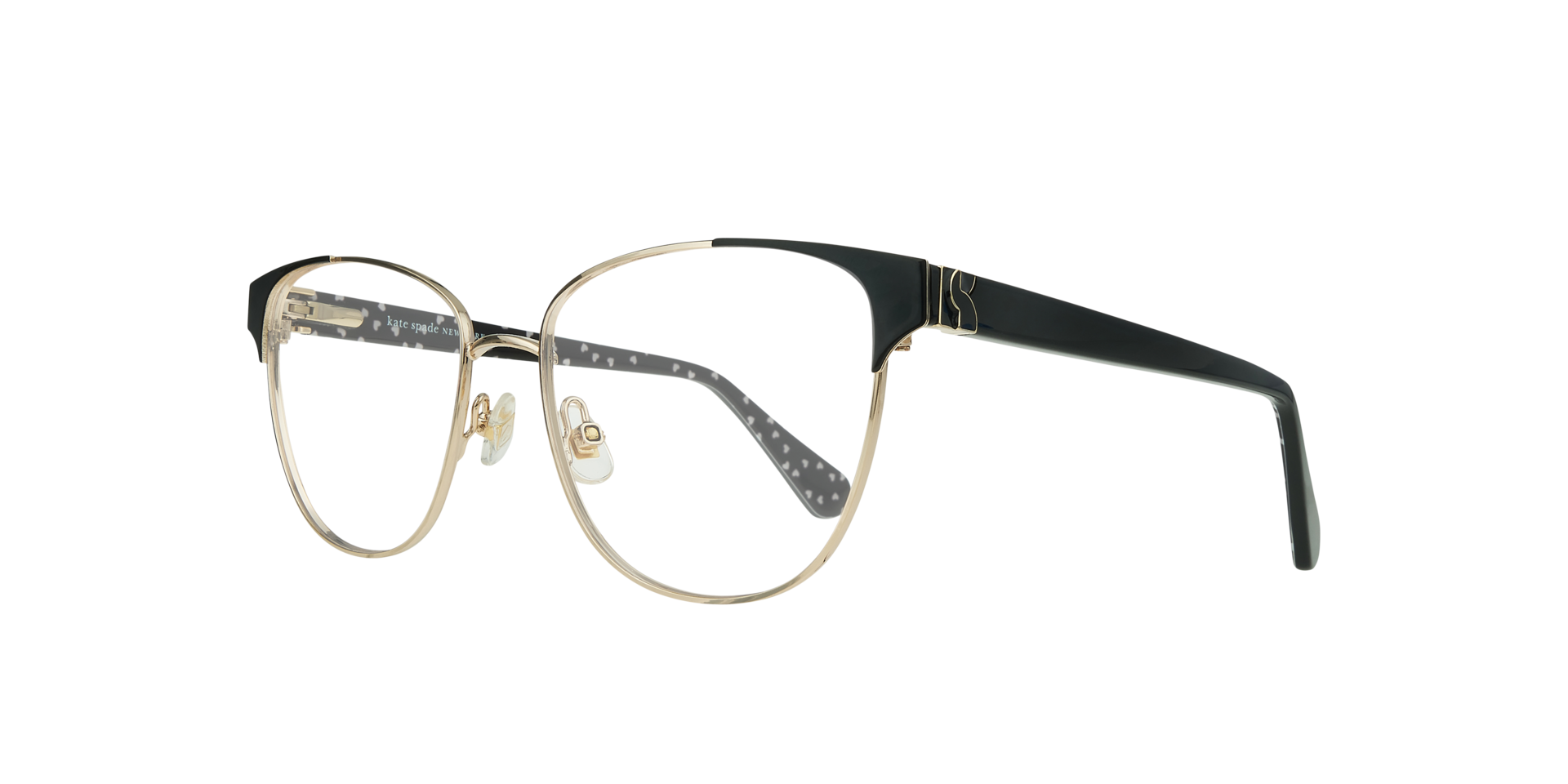 Dove/G Black Gold MetalEyeglass Frames for Glasses Direct, Angle View