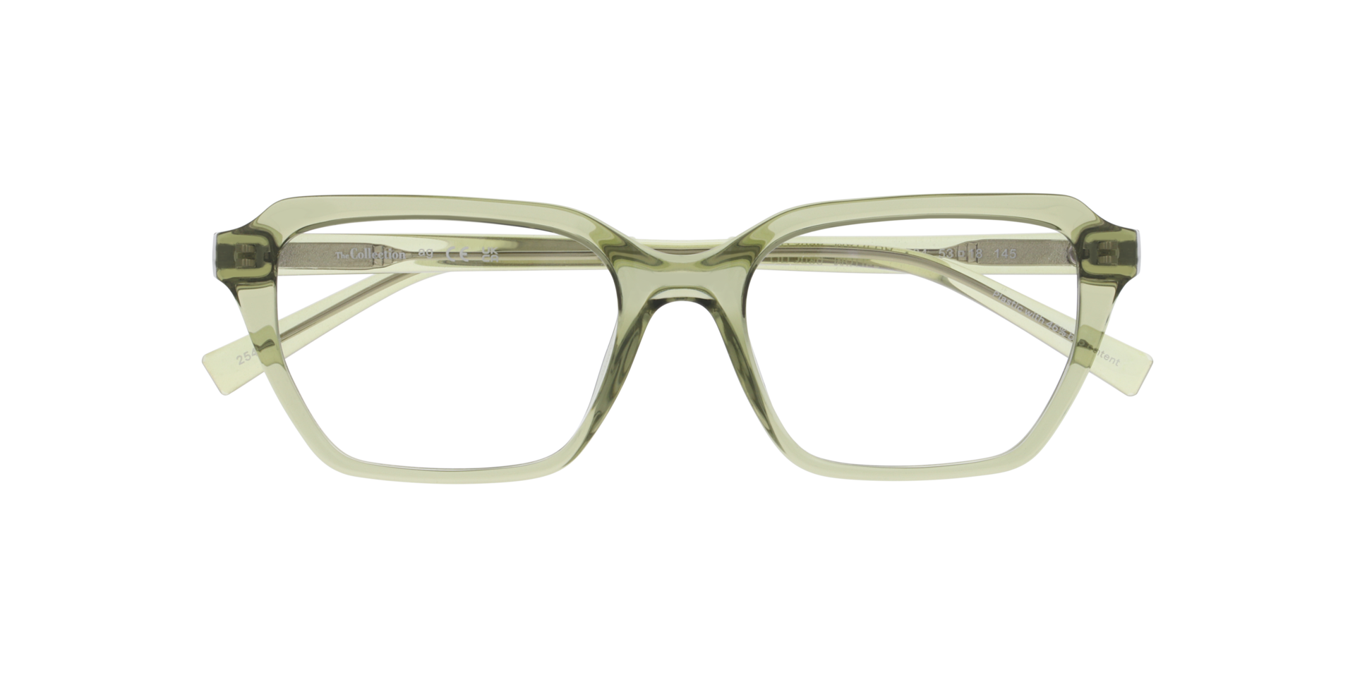 Matilda Transparent Green PlasticEyeglass Frames for Glasses Direct, Closed View