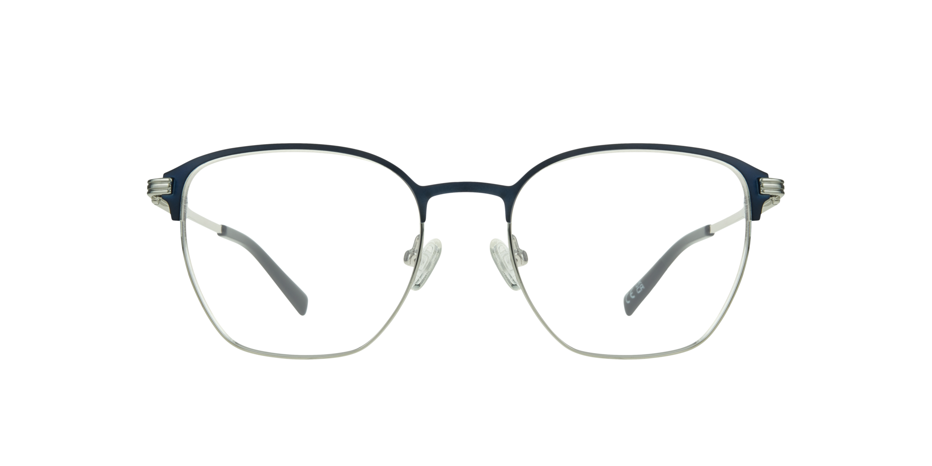 Keith Matte Blue & Shiny Silver MetalEyeglass Frames for Glasses Direct, Front View