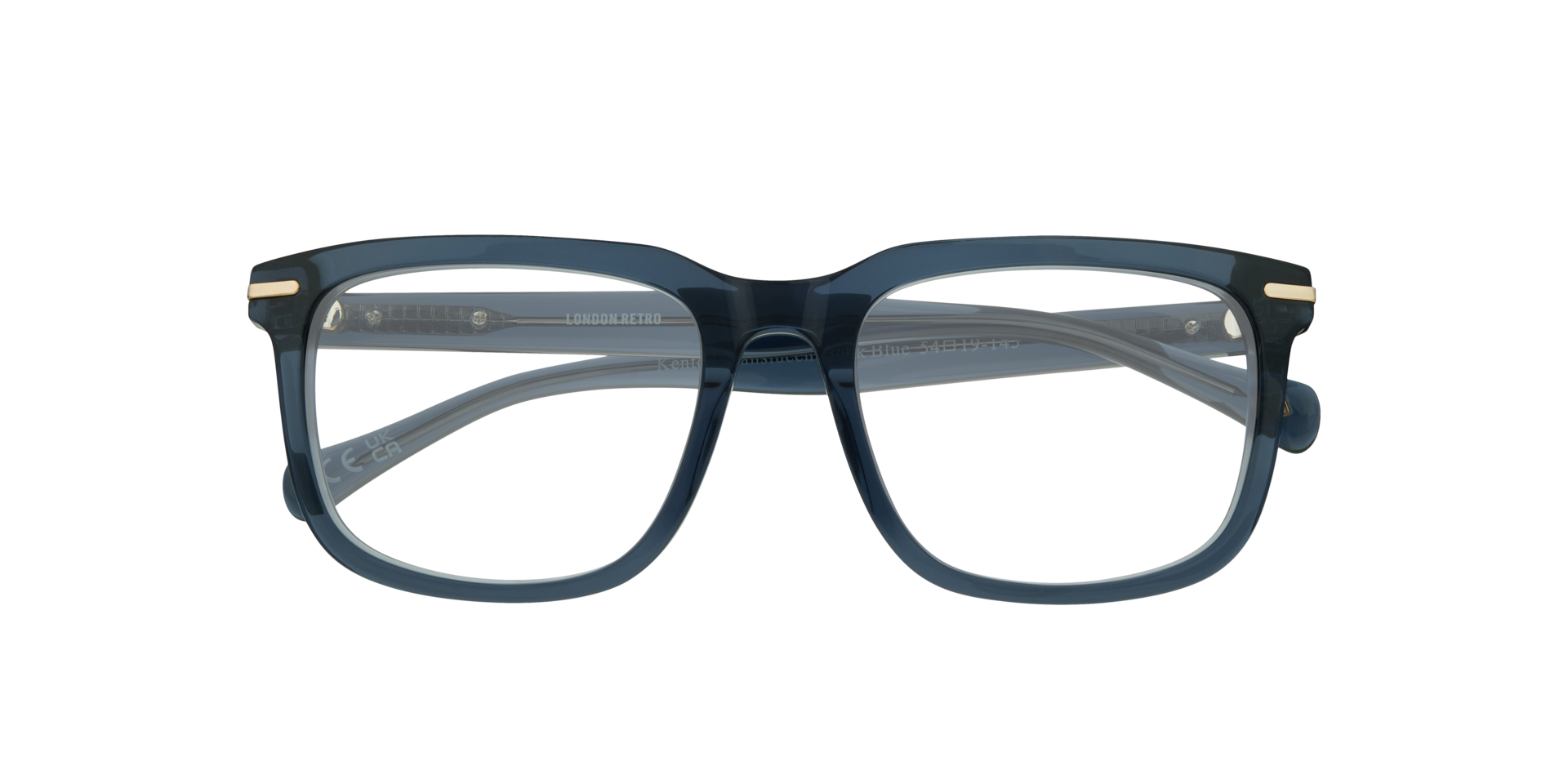 Kenton Translucent Dark Blue AcetateEyeglass Frames for Glasses Direct, Closed View