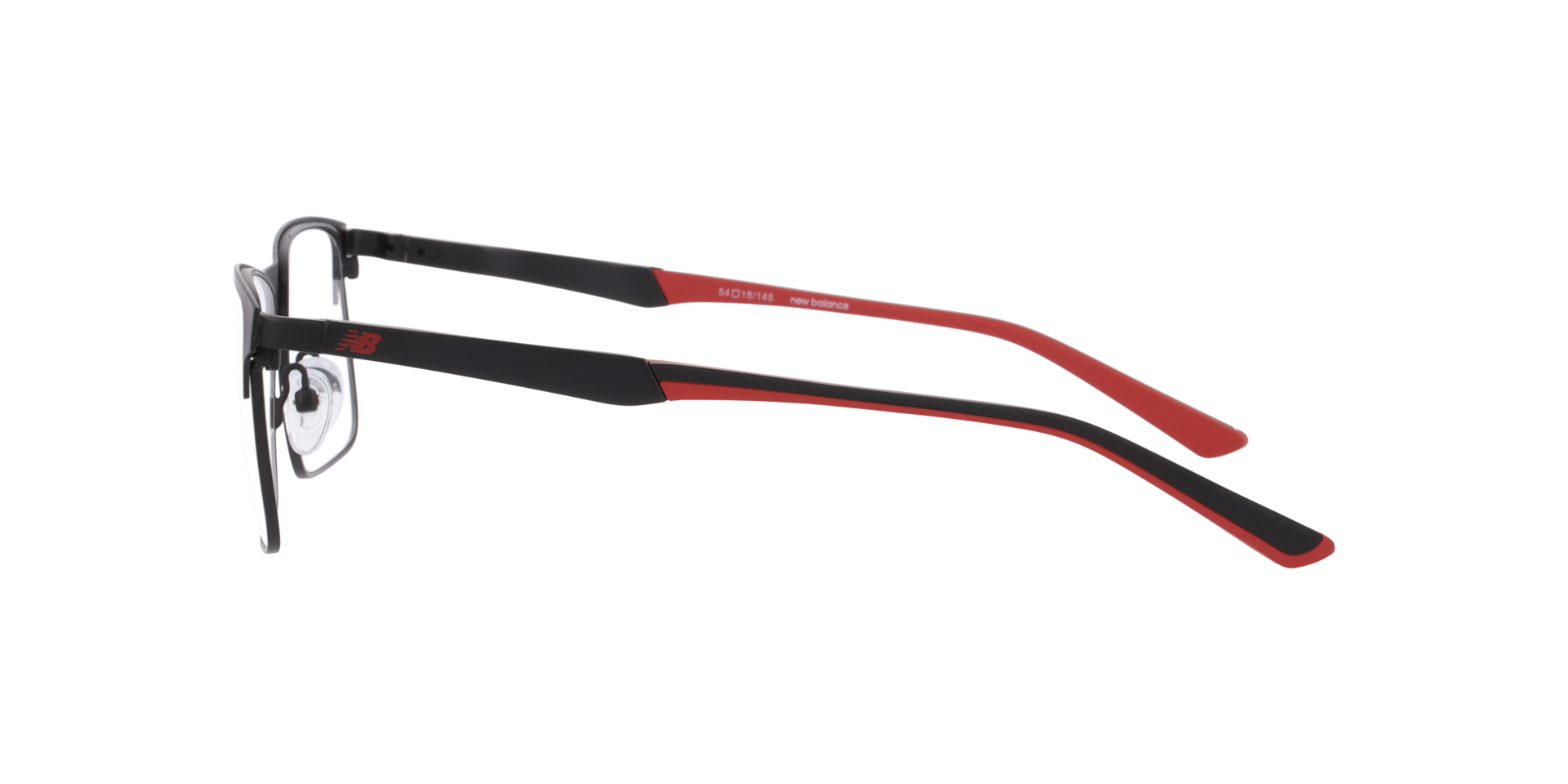 Nb4192 Black Red MetalEyeglass Frames for Glasses Direct, Side View