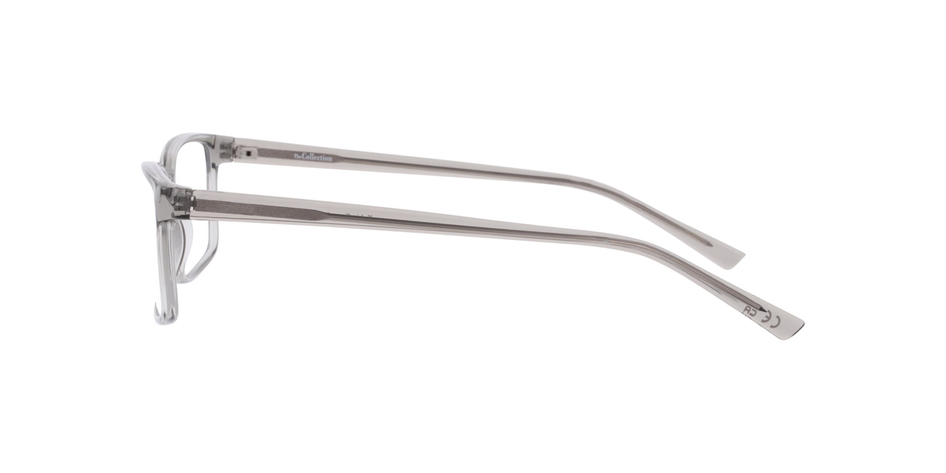 Kabir Transparent Grey PlasticEyeglass Frames for Glasses Direct, Side View