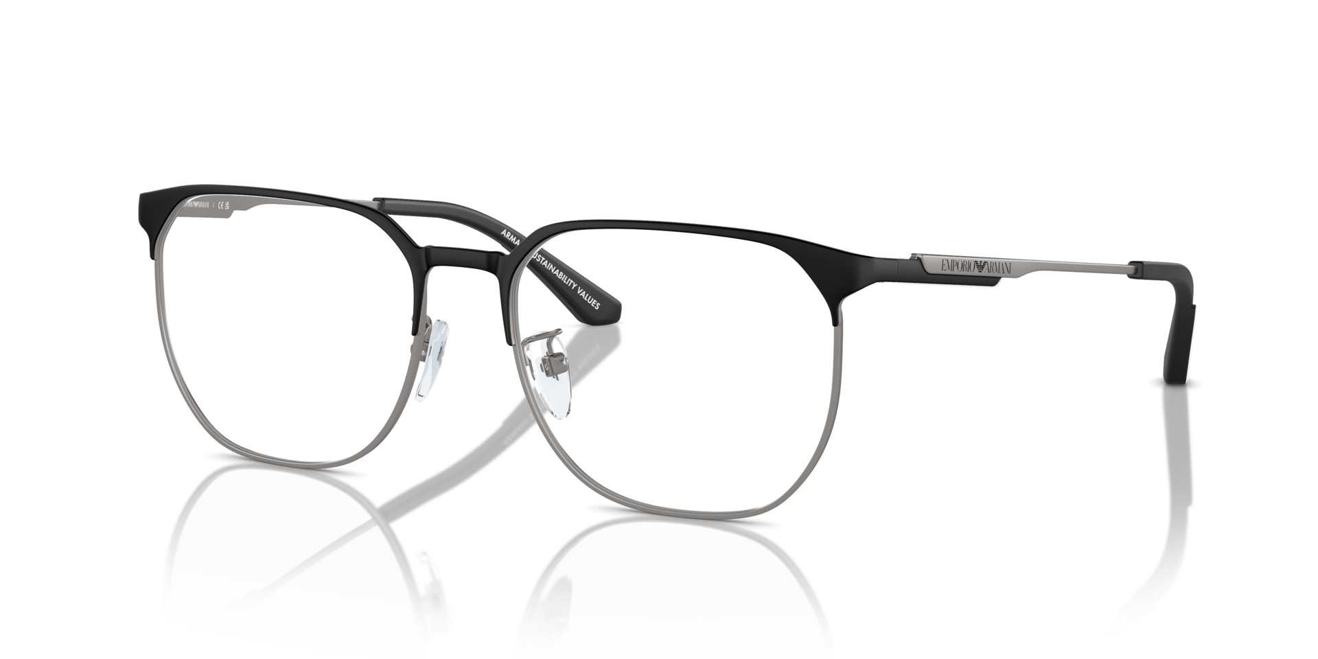 EA1158D Matte Black & Gunmetal MetalEyeglass Frames for Glasses Direct, Angle View