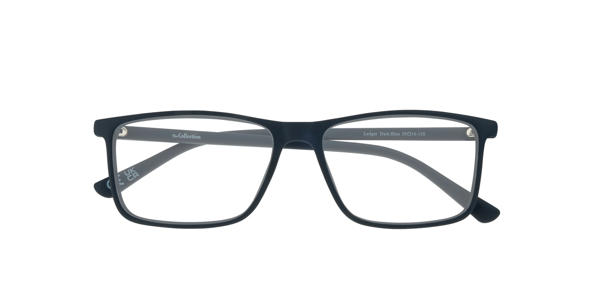 Ledger Dark Blue PlasticEyeglass Frames for Glasses Direct, Closed View