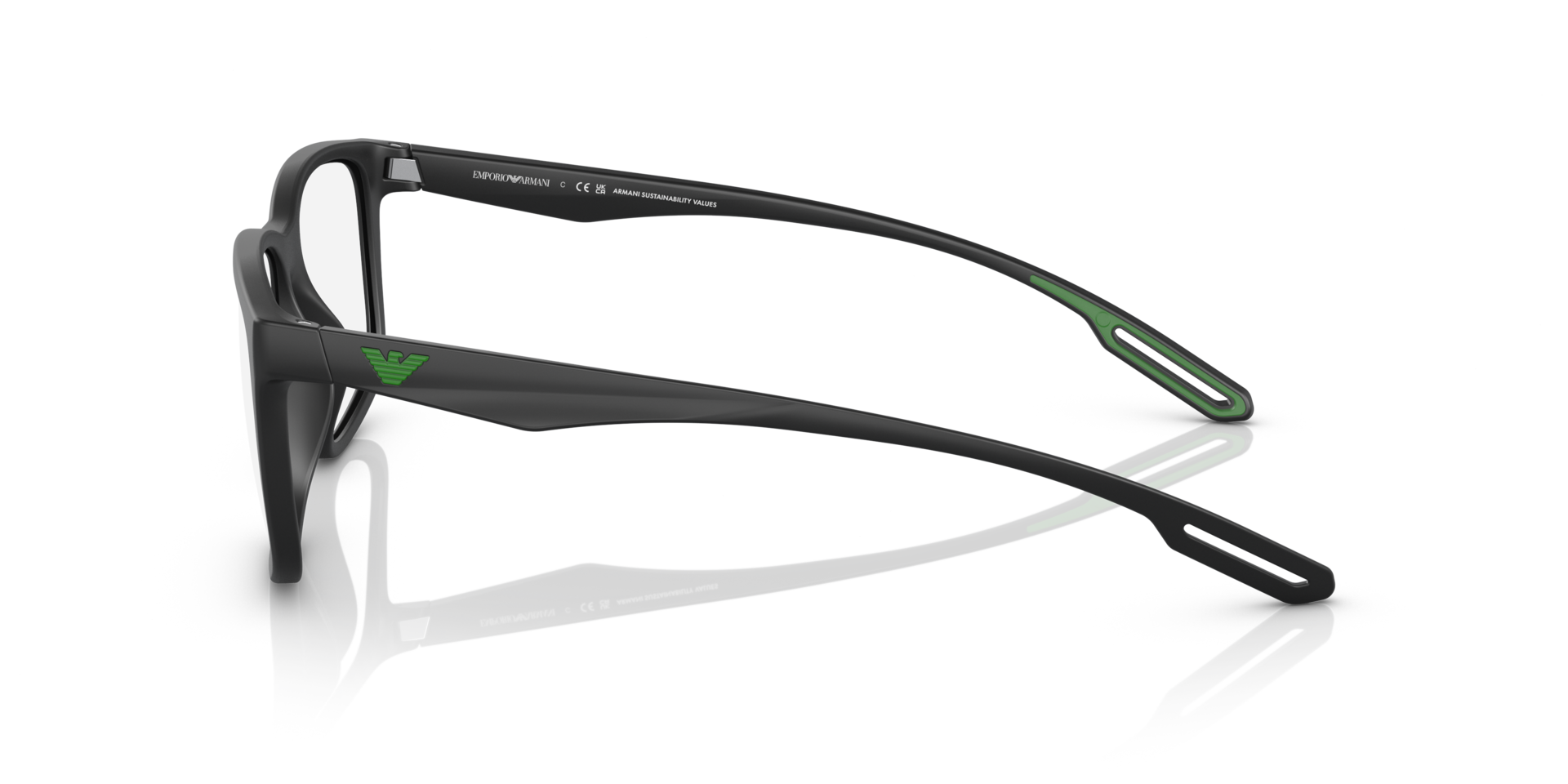 EA3209U Matte Black PlasticEyeglass Frames for Glasses Direct, Side View