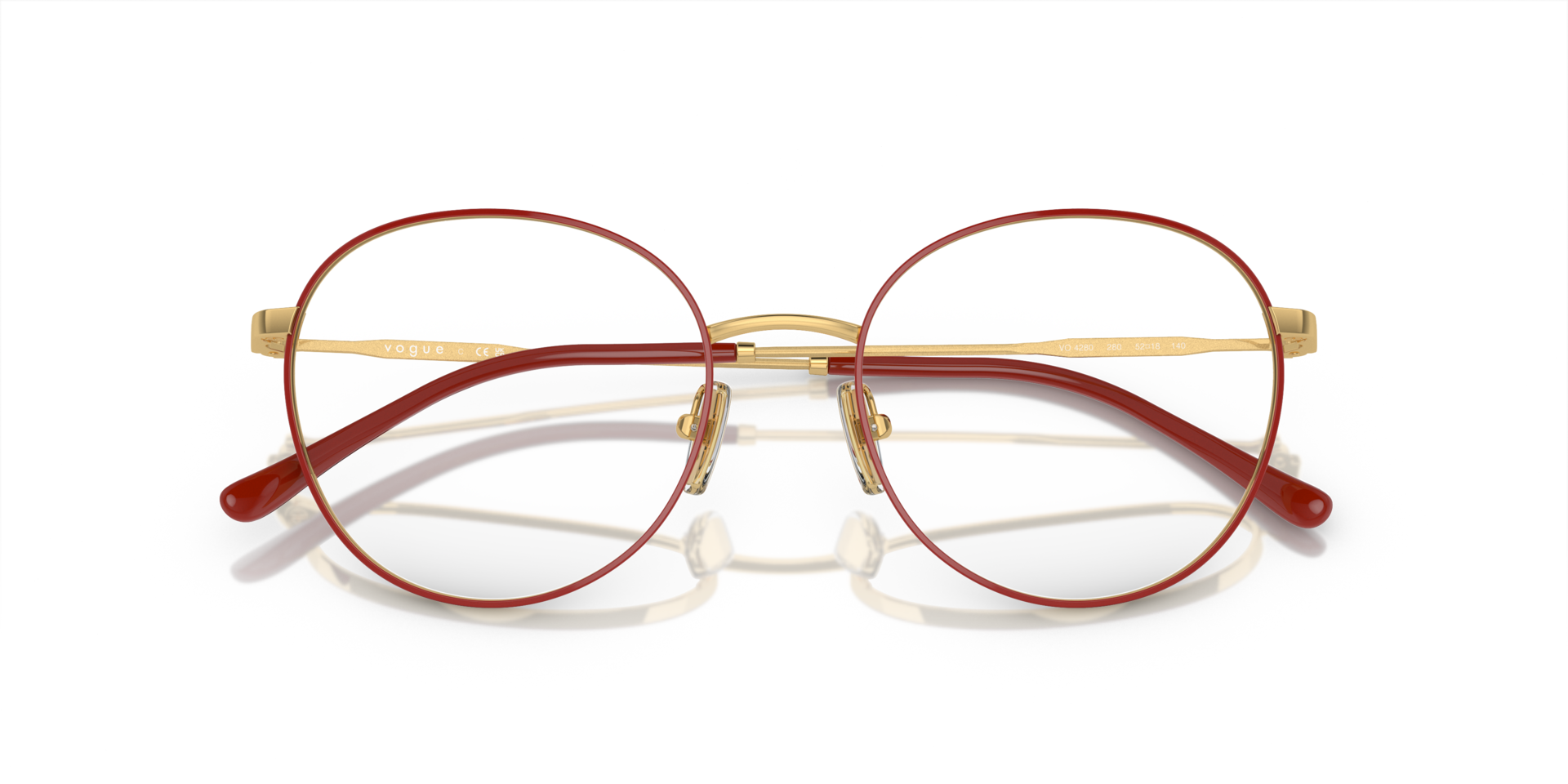 VO4280 Top Red & Gold MetalEyeglass Frames for Glasses Direct, Closed View