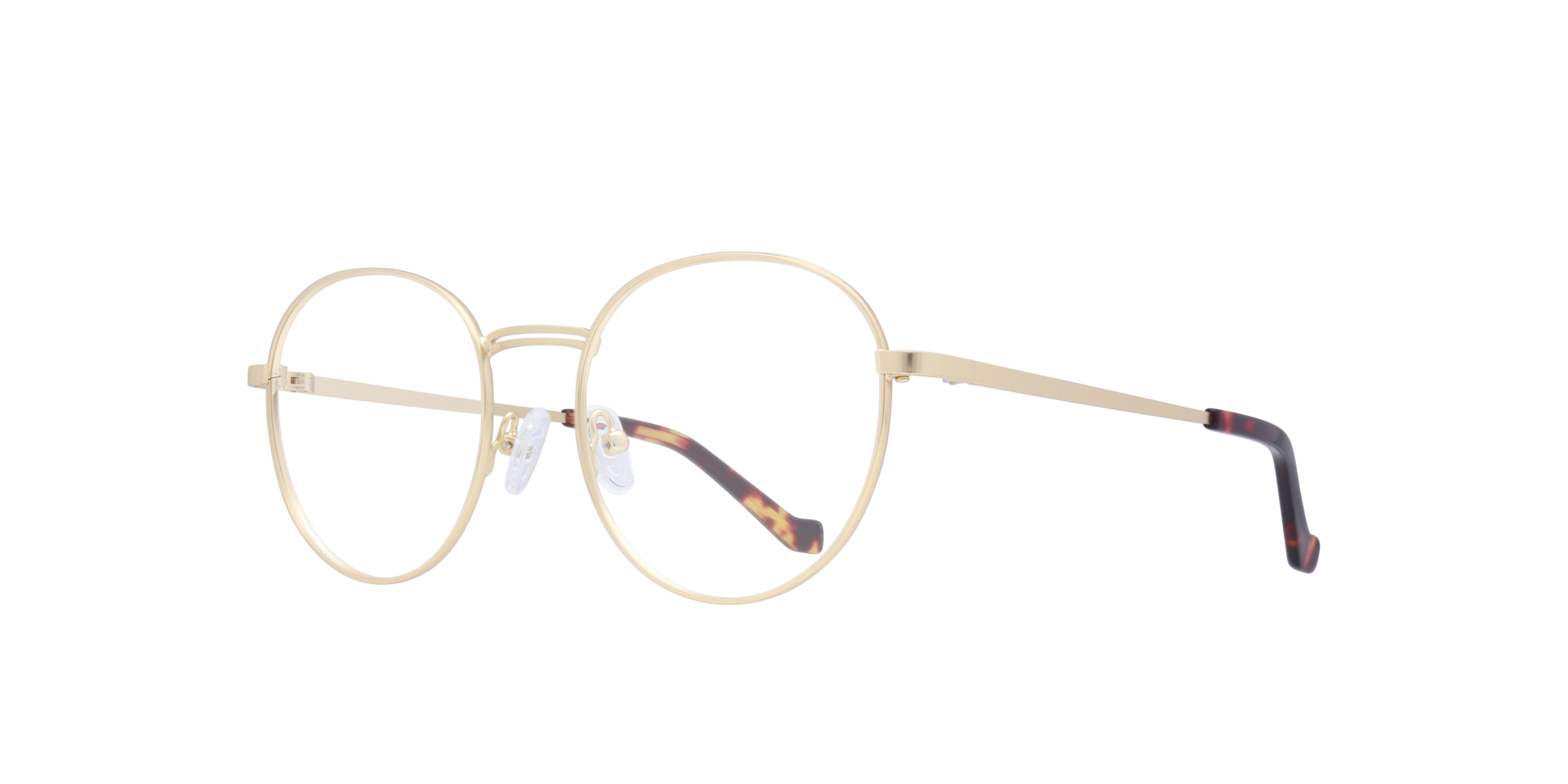 Franky Matte Gold MetalEyeglass Frames for Glasses Direct, Angle View