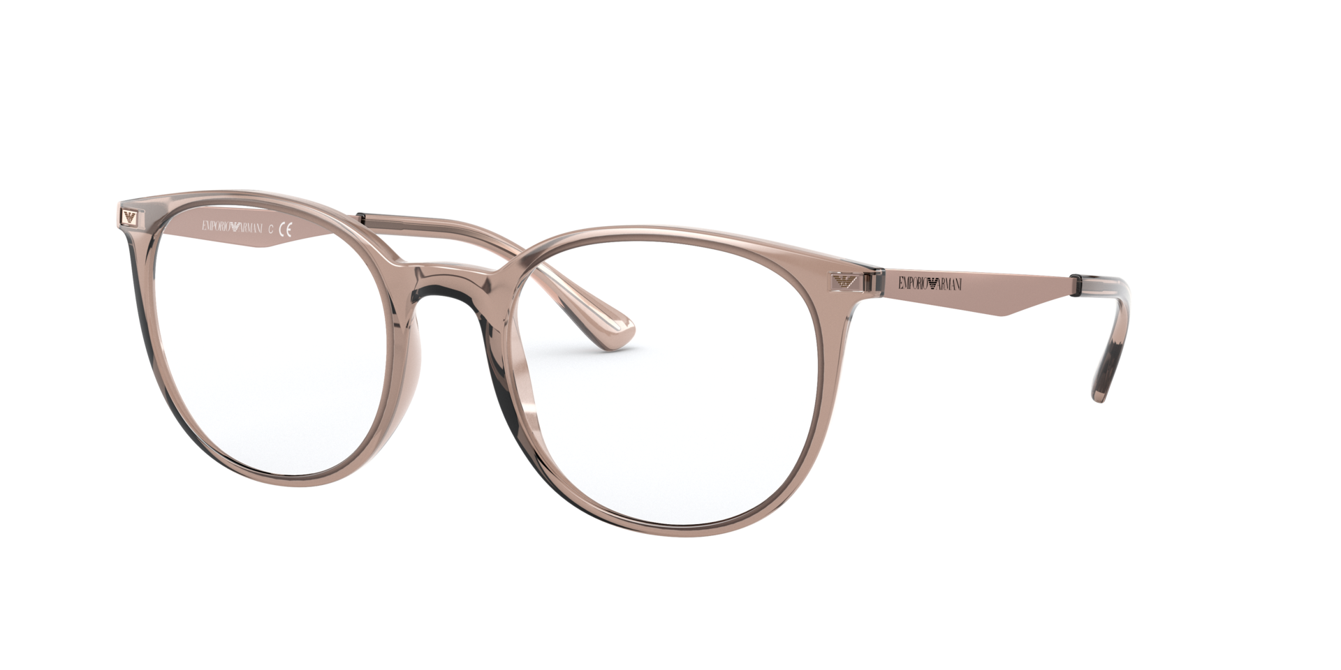 EA3168 Shiny Transparent Tundra PlasticEyeglass Frames for Glasses Direct, Angle View