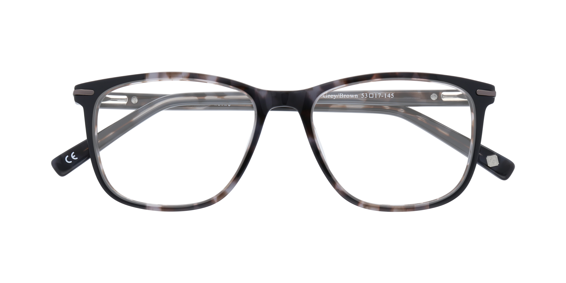 Clapham Grey  &  Brown AcetateEyeglass Frames for Glasses Direct, Closed View