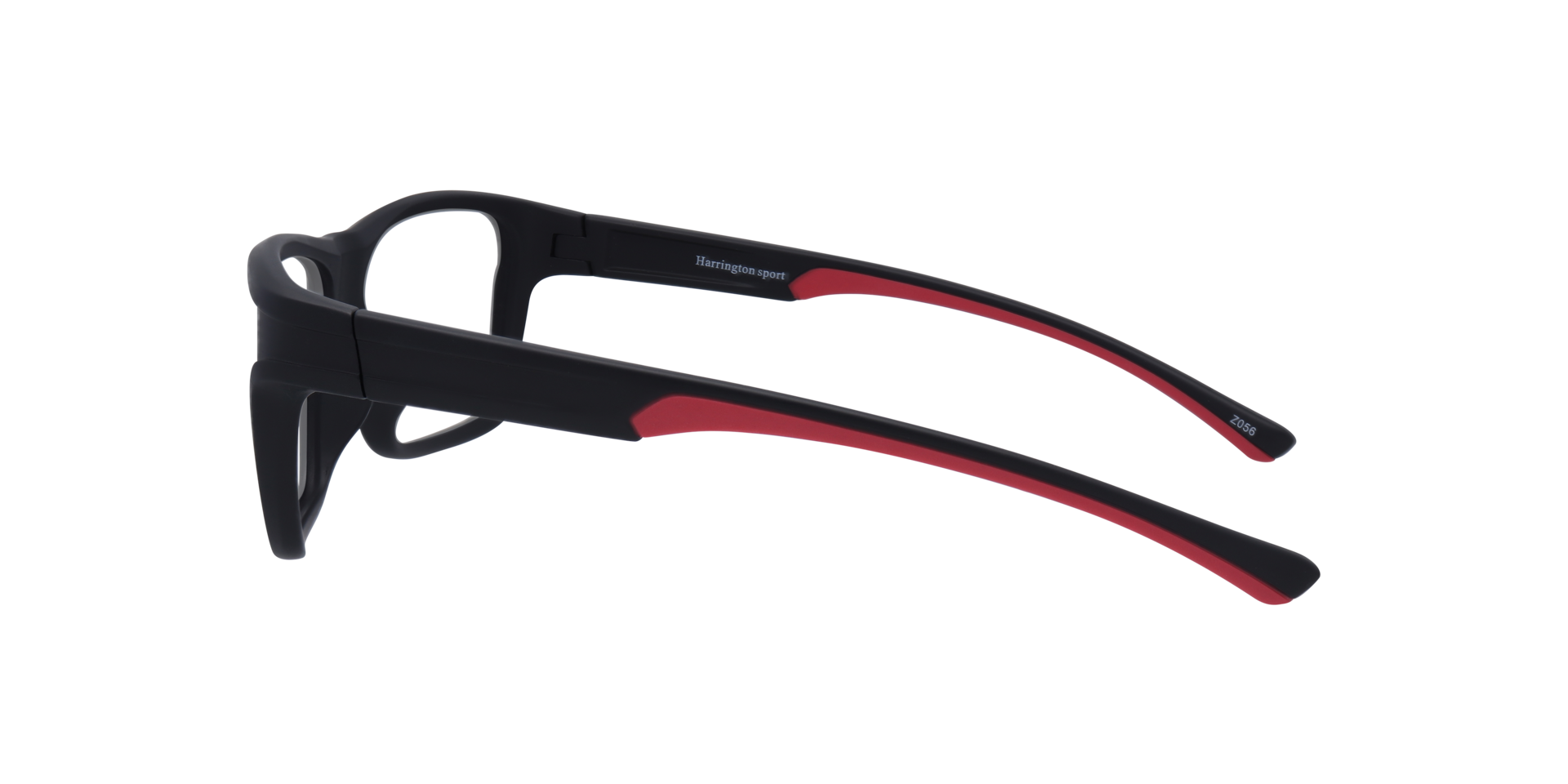 Performer Matte Black Red PlasticSunglass Frames for Glasses Direct, Side View