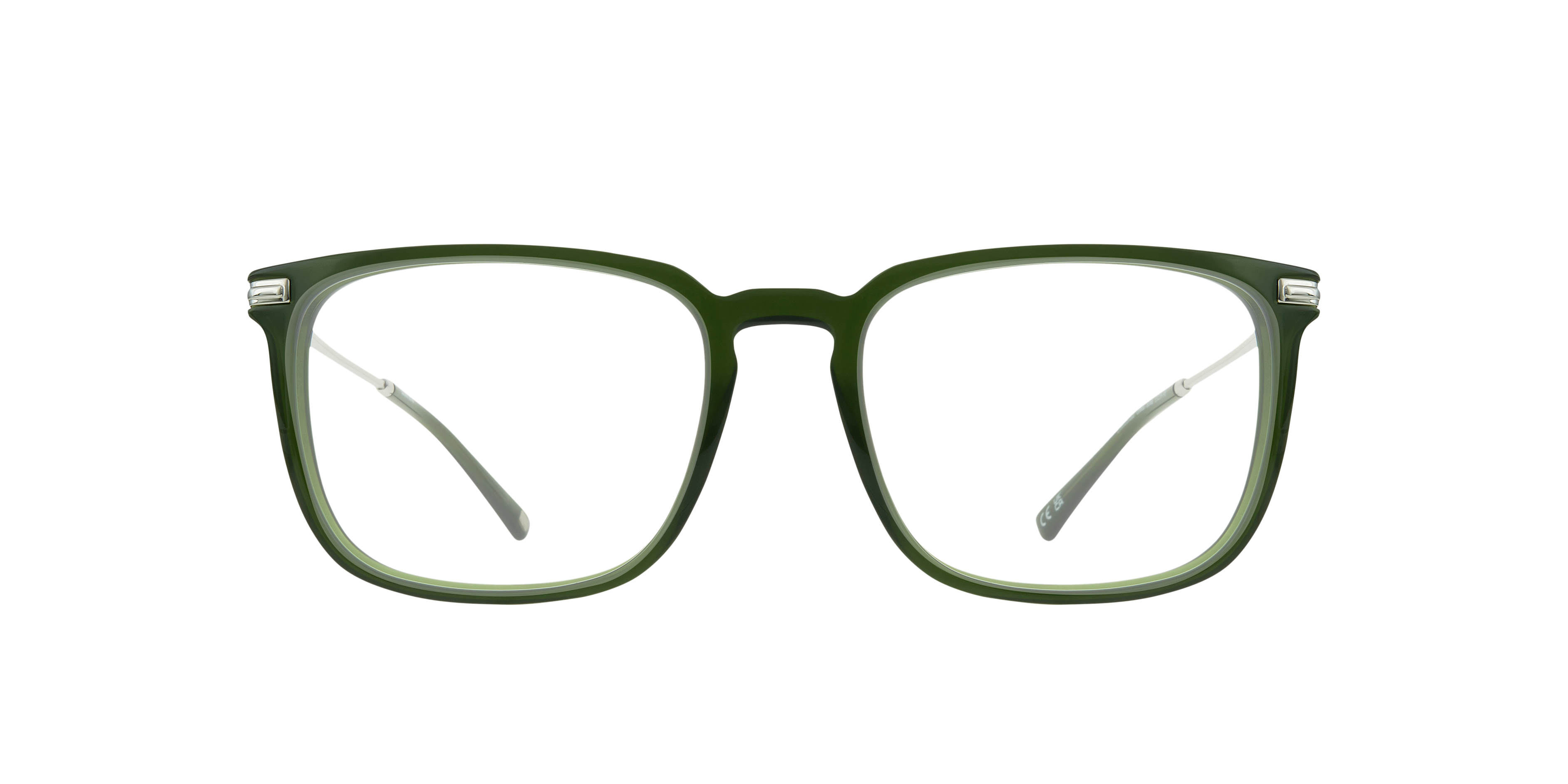 Limehouse Green & Silver AcetateEyeglass Frames for Glasses Direct, Front View