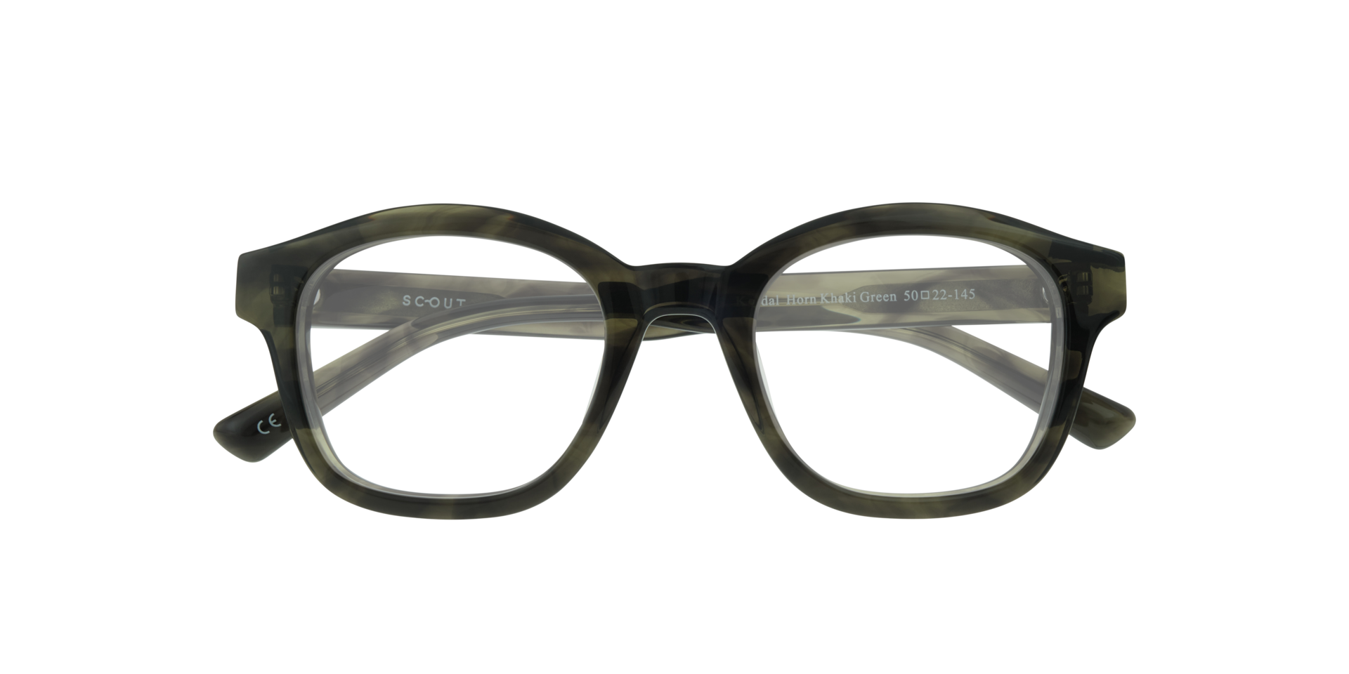 Kendal Horn Khaki Green AcetateEyeglass Frames for Glasses Direct, Closed View