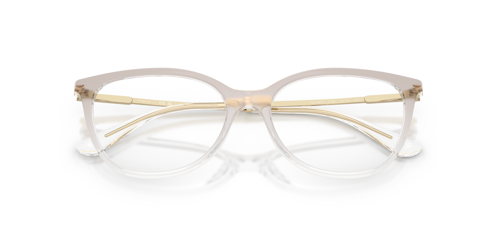 VO5673 Transparent Gradient Brown PlasticEyeglass Frames for Glasses Direct, Closed View