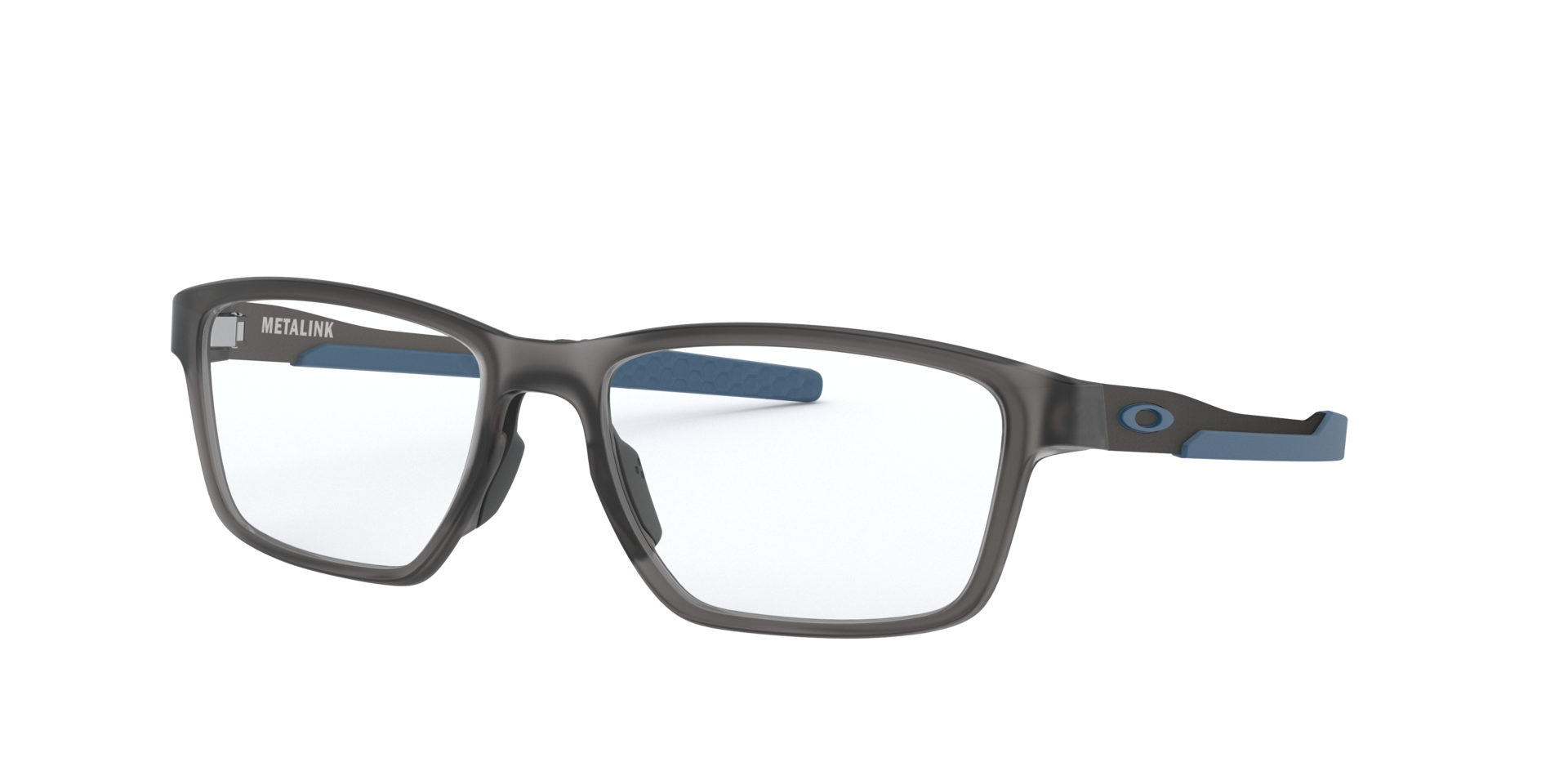 Metalink Satin Grey Smoke PlasticEyeglass Frames for Glasses Direct, Angle View