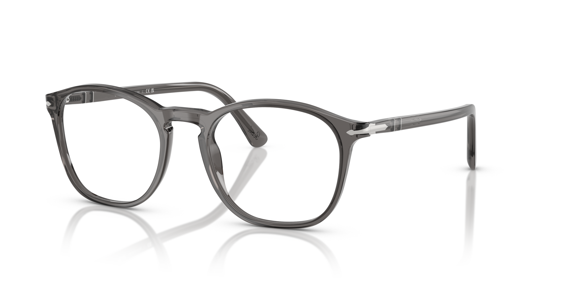 PO3007VM Transparent Grey AcetateEyeglass Frames for Glasses Direct, Angle View