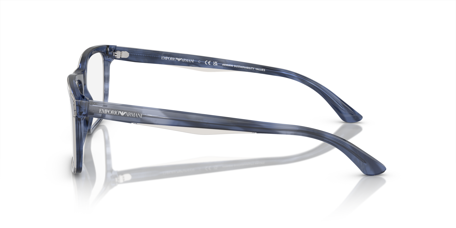 EA3227 Shiny Blue & Top Smoke AcetateEyeglass Frames for Glasses Direct, Side View