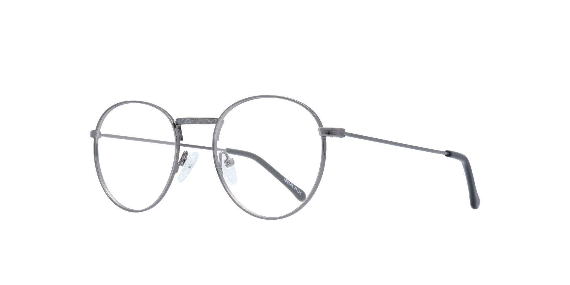 Camden Gunmetal MetalEyeglass Frames for Glasses Direct, Angle View