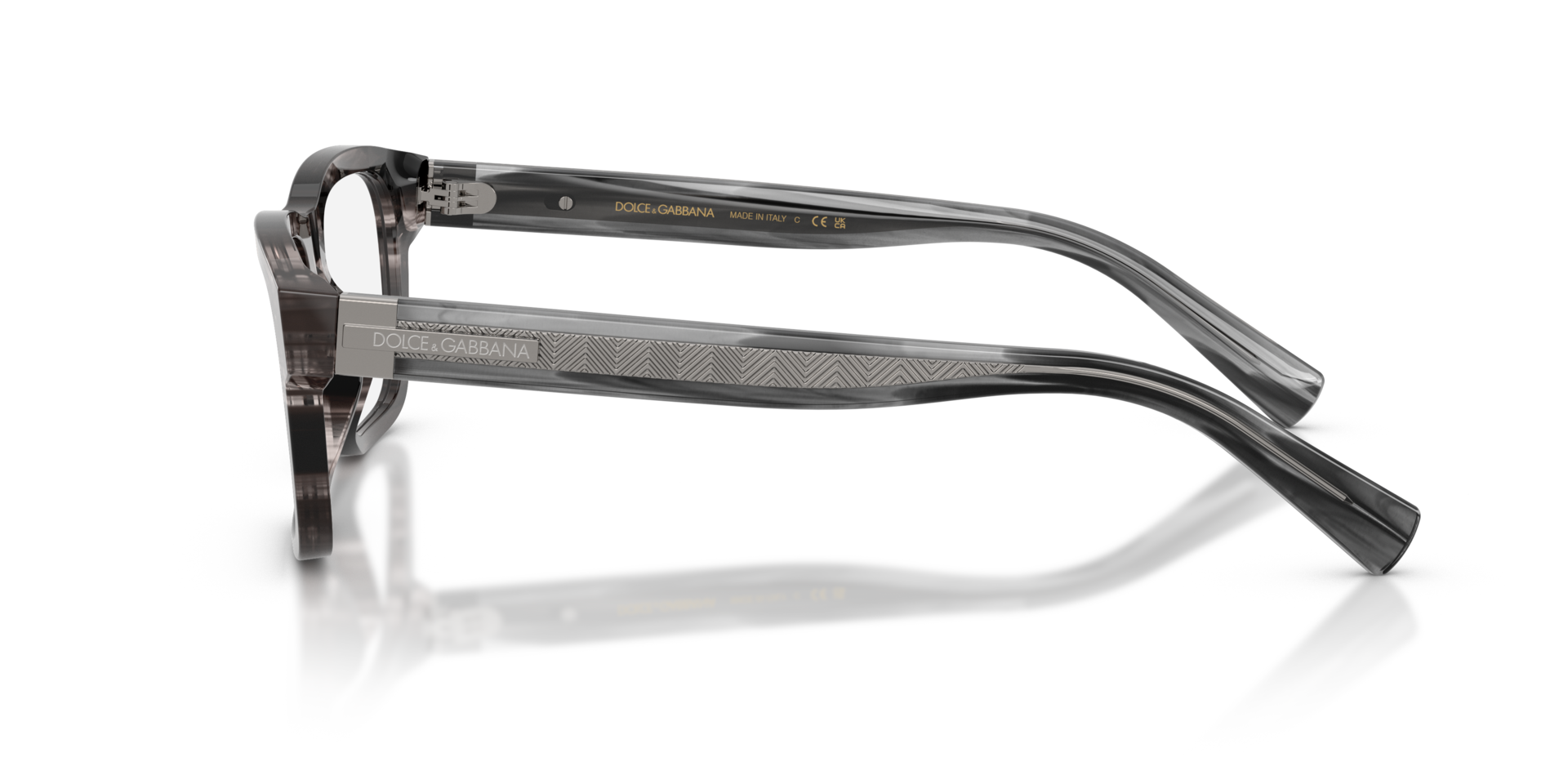 DG3446 Striped Grey AcetateEyeglass Frames for Glasses Direct, Side View