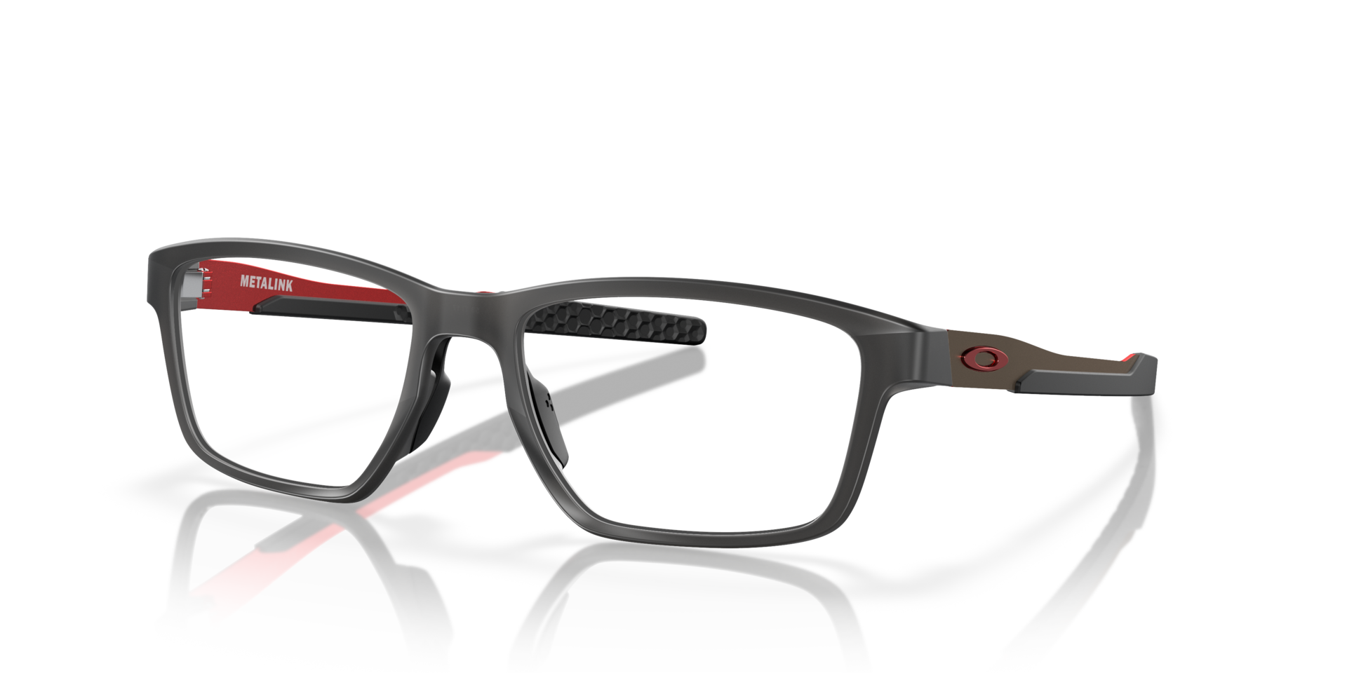 Metalink Satin Grey Smoke PlasticEyeglass Frames for Glasses Direct, Angle View