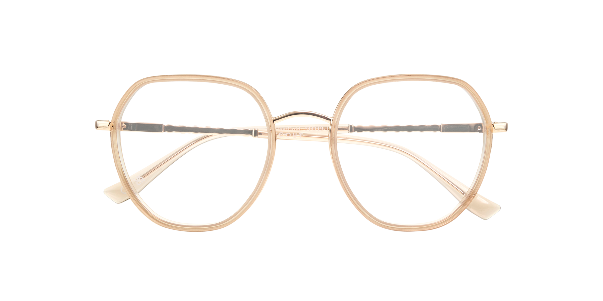 Lina Beige & Gold MetalEyeglass Frames for Glasses Direct, Closed View
