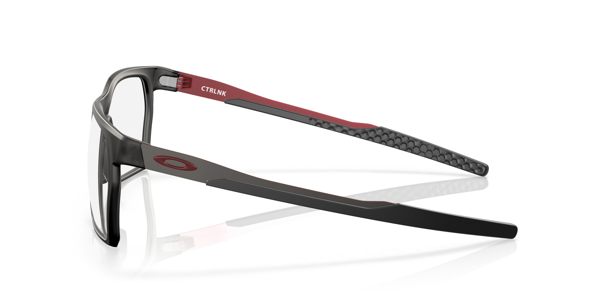 CTRLNK Satin Grey Smoke PlasticEyeglass Frames for Glasses Direct, Side View