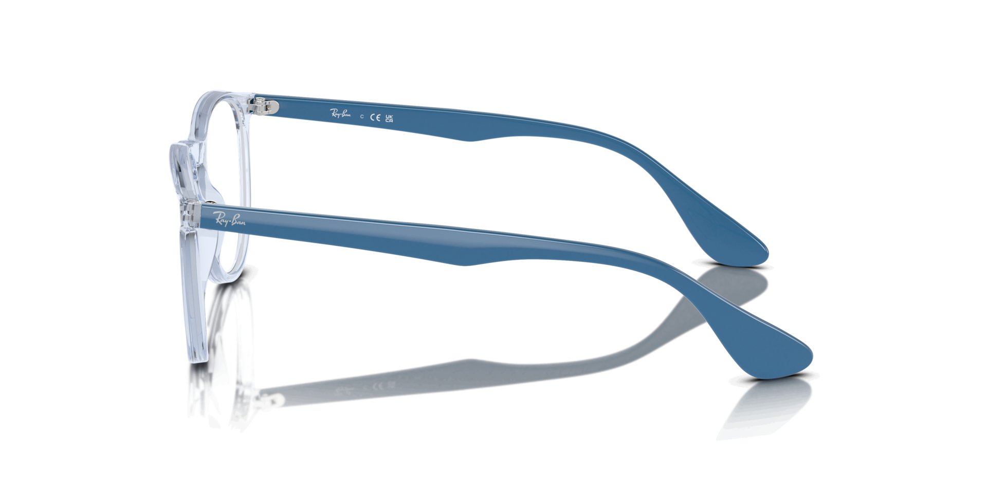 Erika Optics Transparent Light Blue PlasticEyeglass Frames for Glasses Direct, Side View