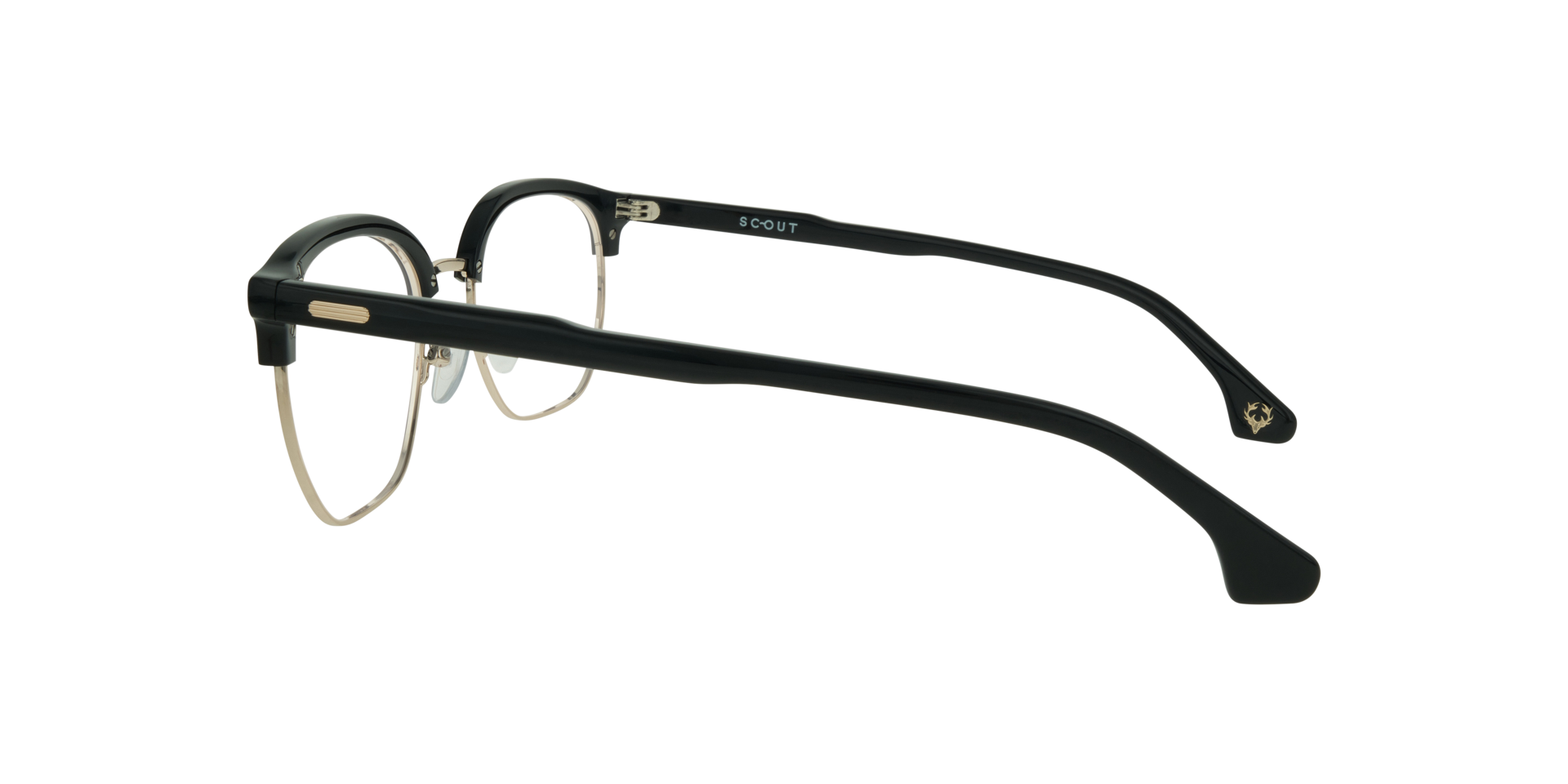 Keegan Black & Shiny Gold MetalEyeglass Frames for Glasses Direct, Side View
