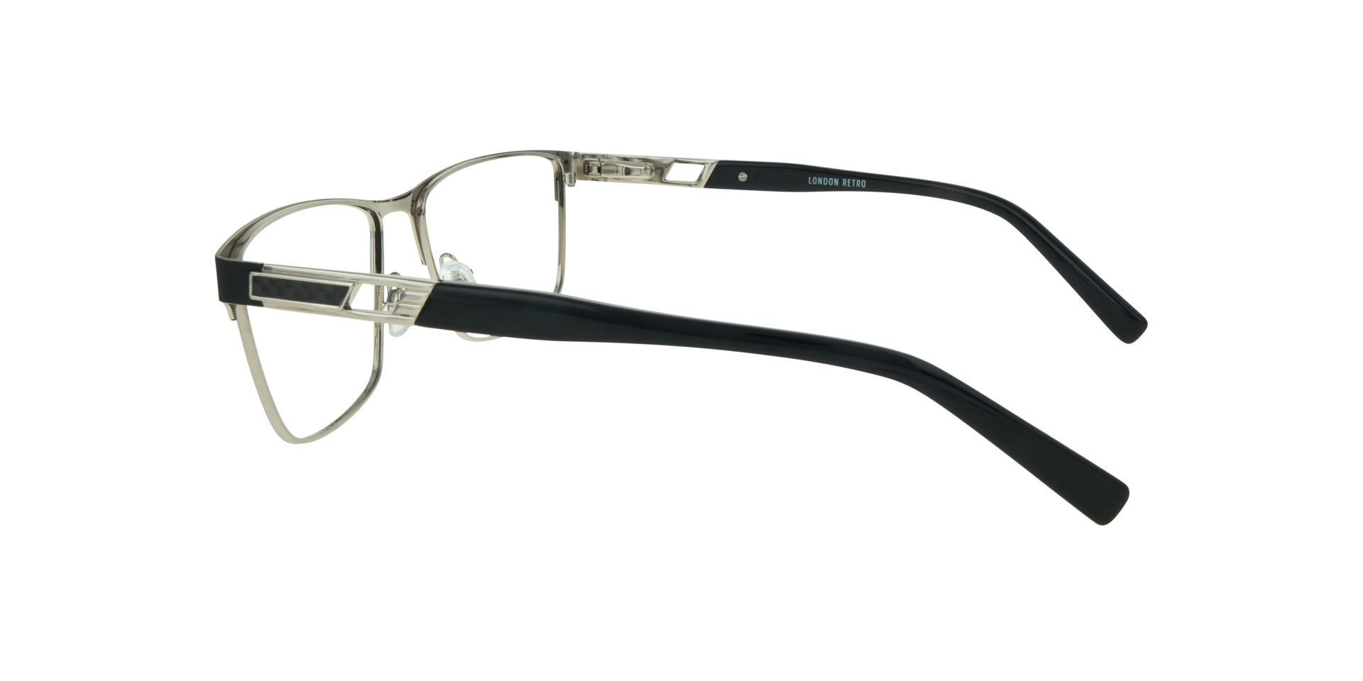 Ken Matte Black & Shiny Silver MetalEyeglass Frames for Glasses Direct, Side View
