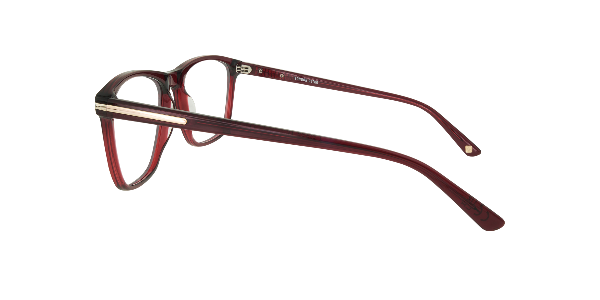 Leyton Burgundy & Gold AcetateEyeglass Frames for Glasses Direct, Side View
