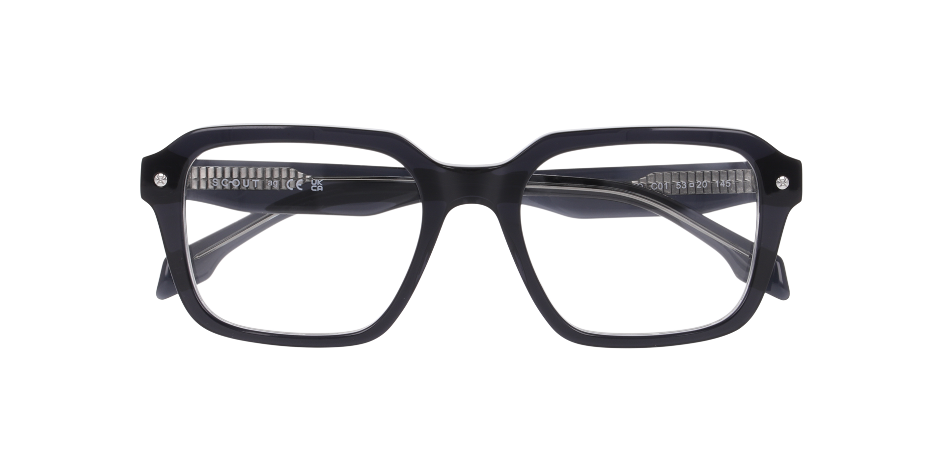 Neo Bilayer Black & Crystal Grey AcetateEyeglass Frames for Glasses Direct, Closed View
