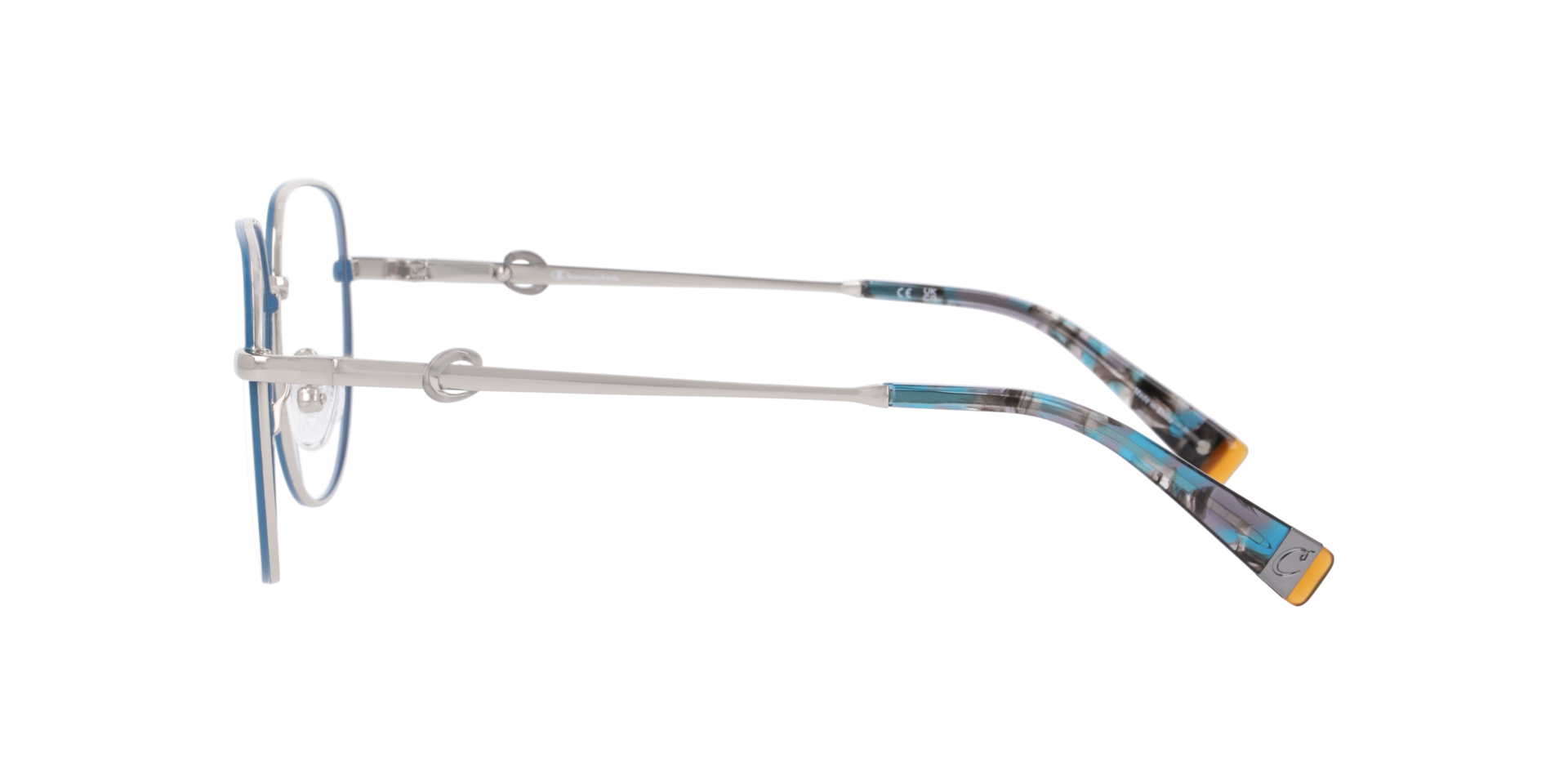 Cuemi Silver MetalEyeglass Frames for Glasses Direct, Side View