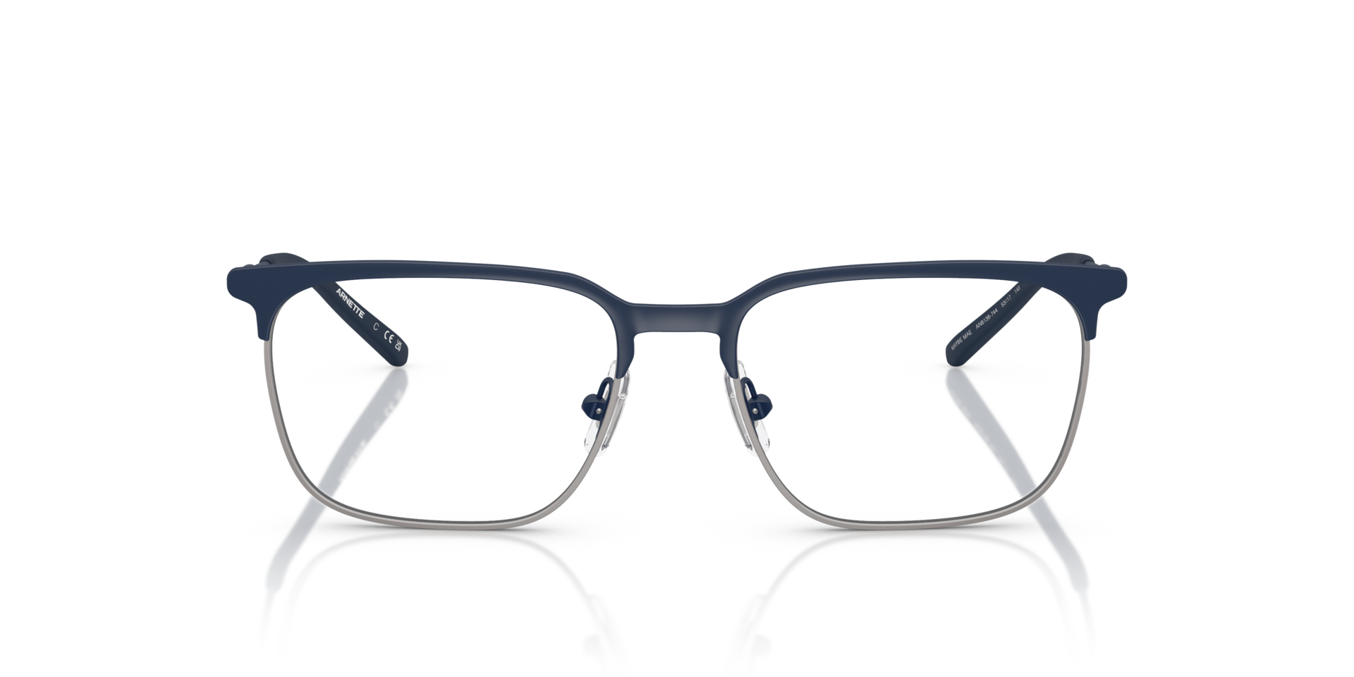 AN6136 Matte Dark Blue & Gunmetal MetalEyeglass Frames for Glasses Direct, Front View