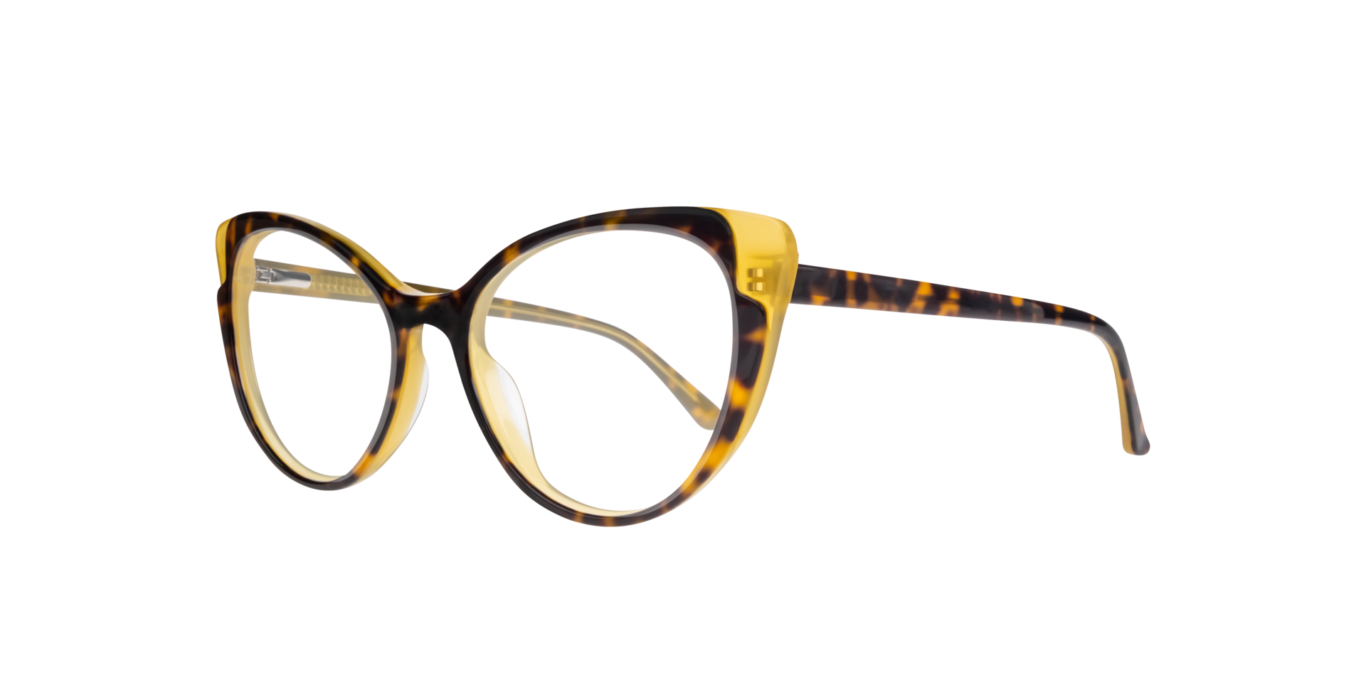 Hayley Bi Layer Havana & Yellow AcetateEyeglass Frames for Glasses Direct, Angle View